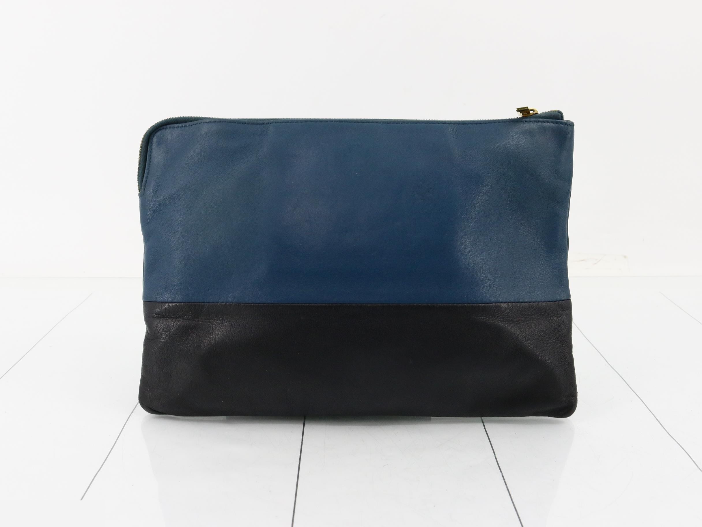 Leather clutch bag, two-tone — view 2