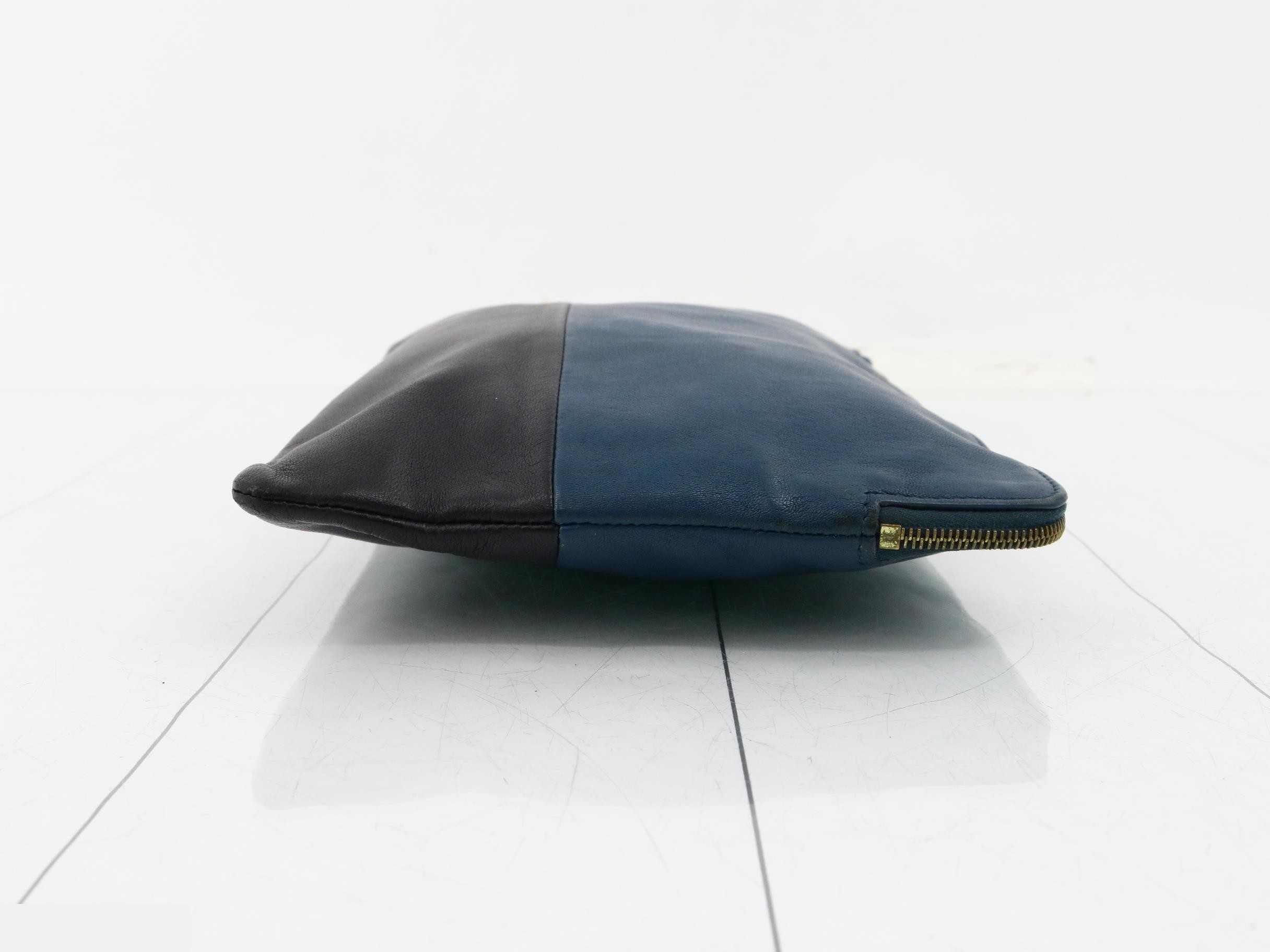 Leather clutch bag, two-tone — view 3