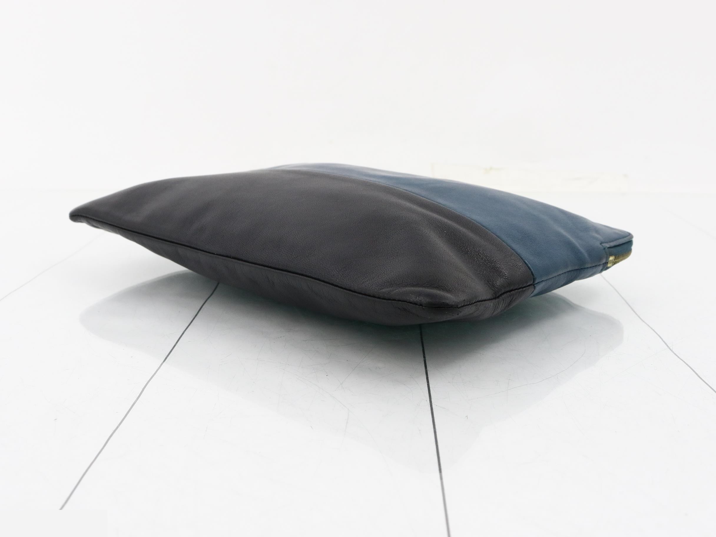 Leather clutch bag, two-tone — view 6