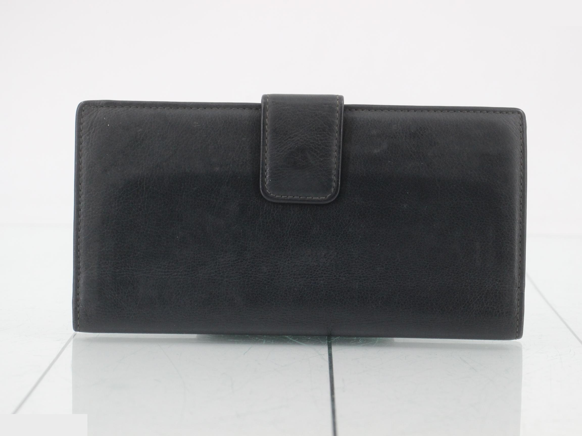 Leather bi-fold long wallet with gold hardware — view 2