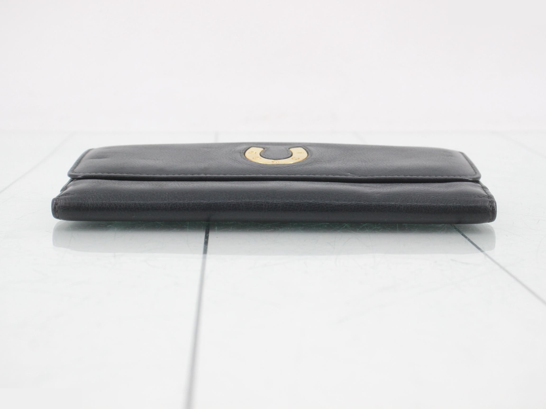 Leather bi-fold long wallet with gold hardware — view 3