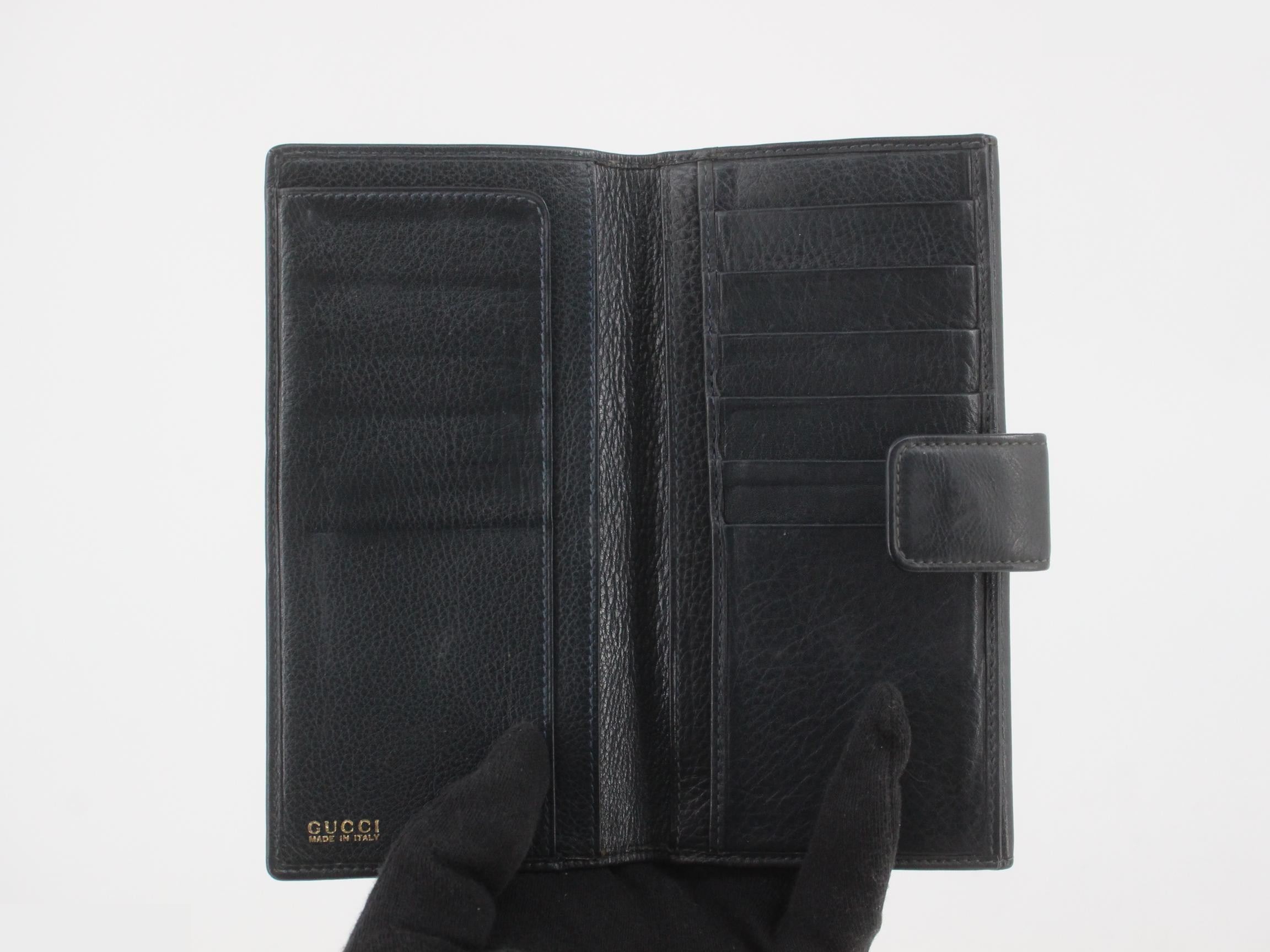 Leather bi-fold long wallet with gold hardware — view 4