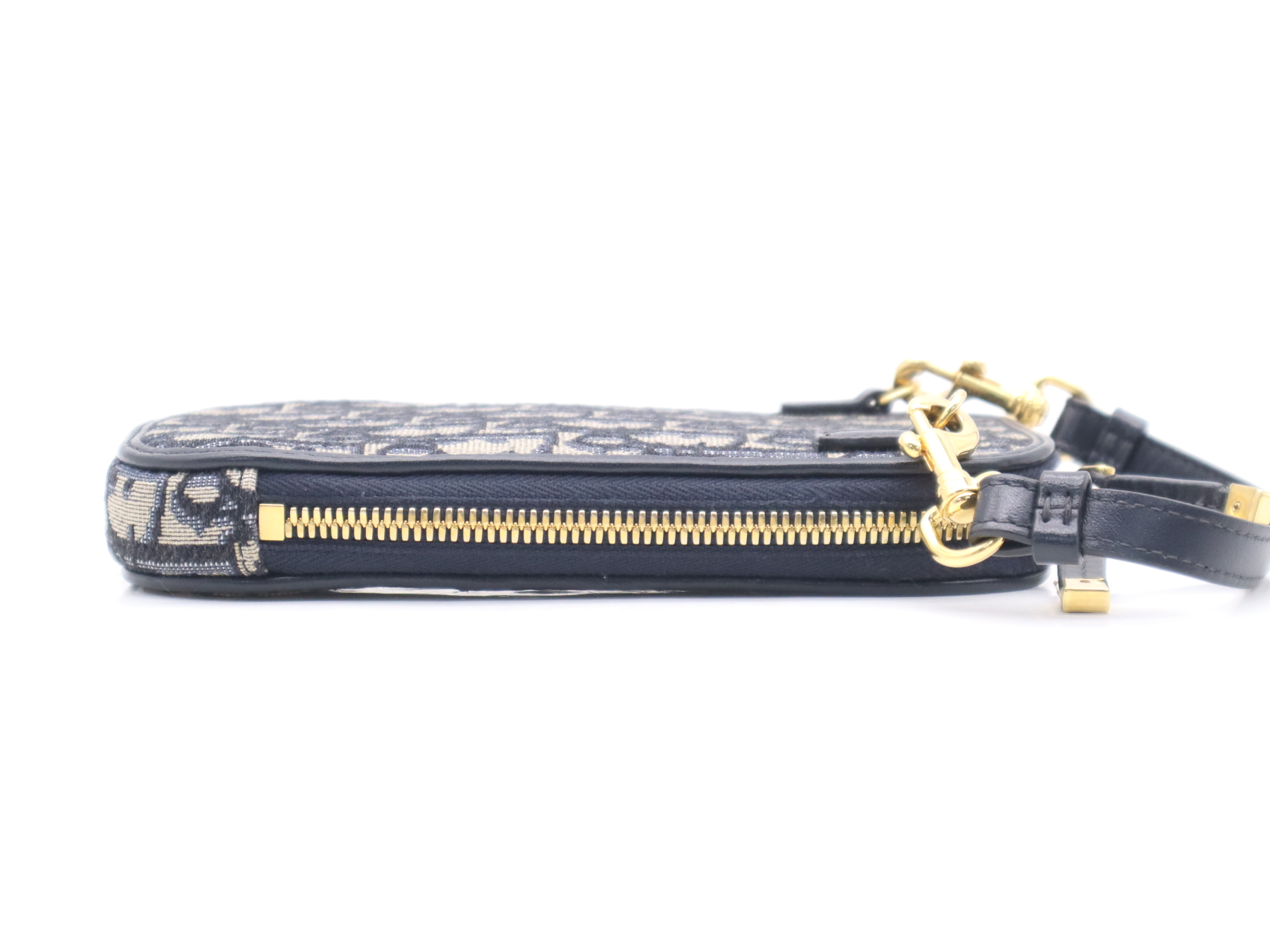 Canvas Trotter Mini Shoulder Bag, Navy, Gold Hardware, Includes Shoulder Strap, Card, Dust Bag, and Box. — view 5