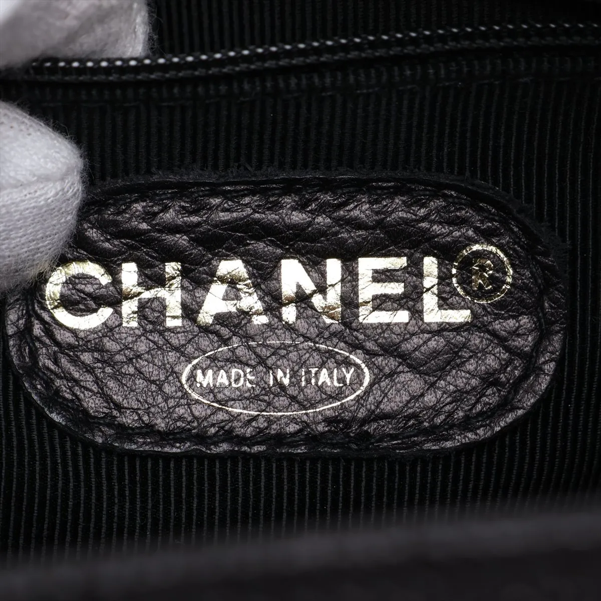 Coco Mark Caviar Skin Tote Bag, Black with Gold Hardware, 4500680, Series 4 — view 12