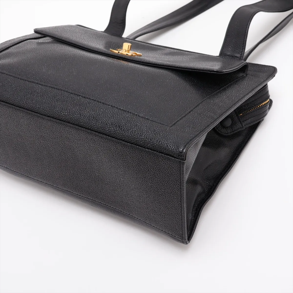 Coco Mark Caviar Skin Tote Bag, Black with Gold Hardware, 4500680, Series 4 — view 3