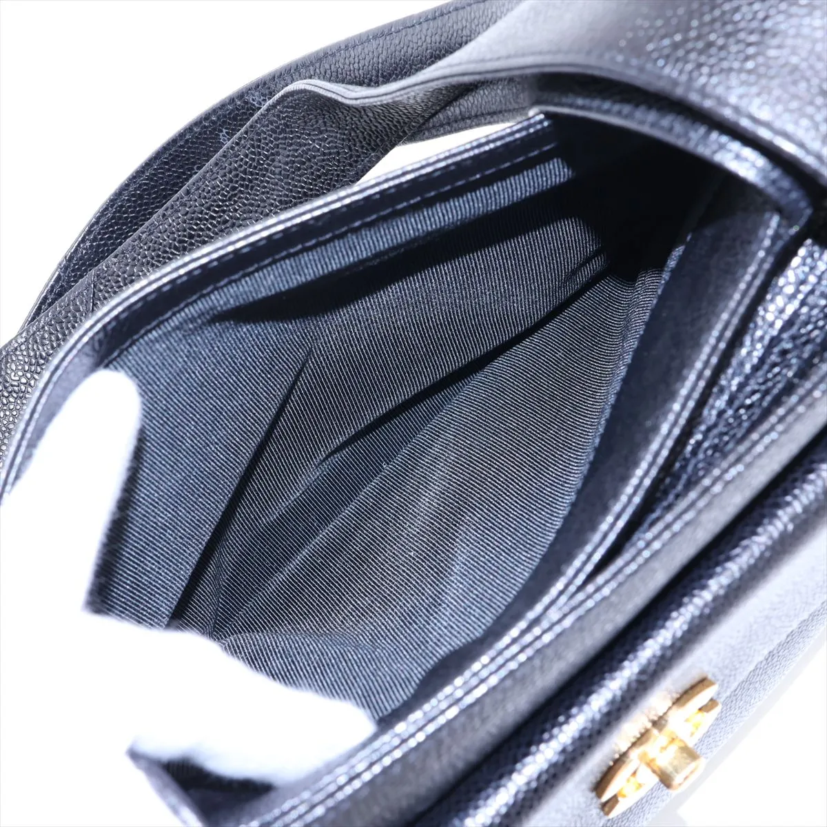 Coco Mark Caviar Skin Tote Bag, Black with Gold Hardware, 4500680, Series 4 — view 10
