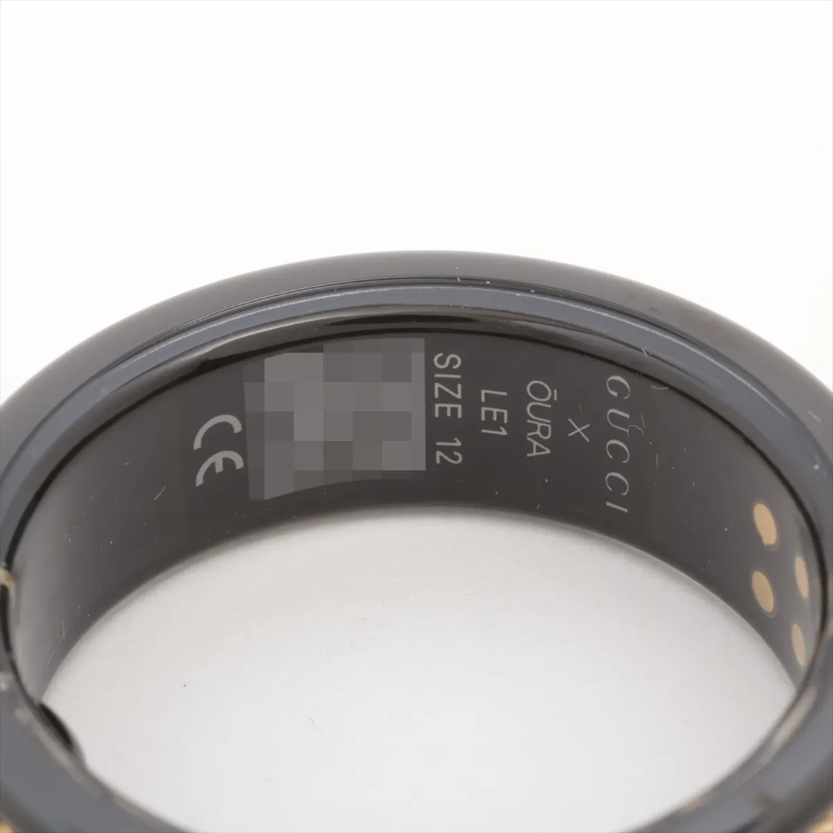 x Aura Interlocking G Ring, Size 12, Titanium, Black x Gold, — view 3