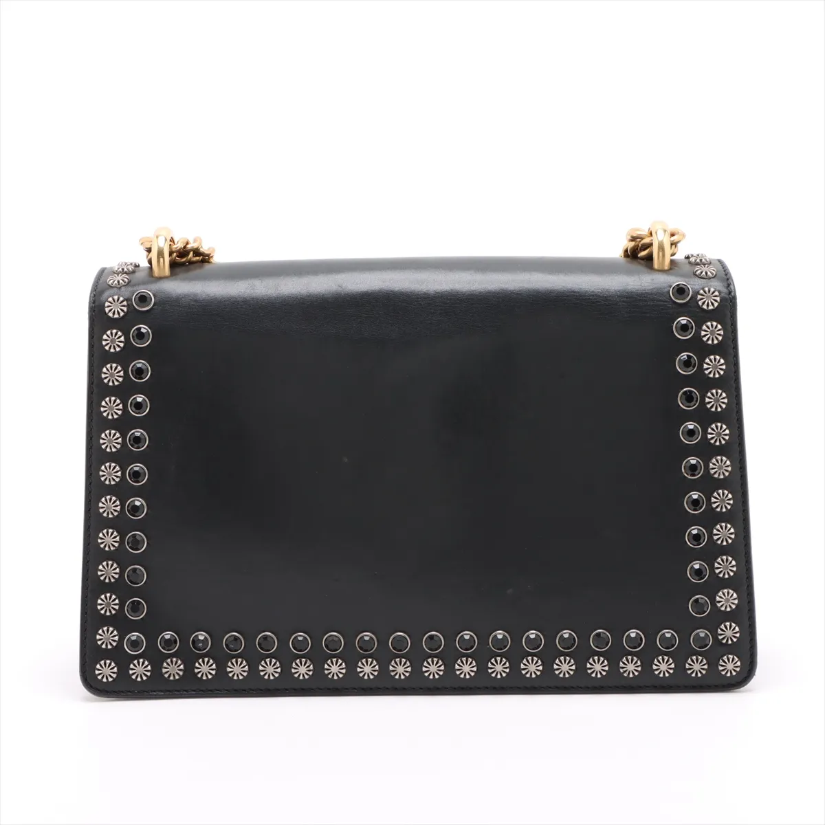 Duonissos Leather x Studded Chain Shoulder Bag Black 400249 — view 2