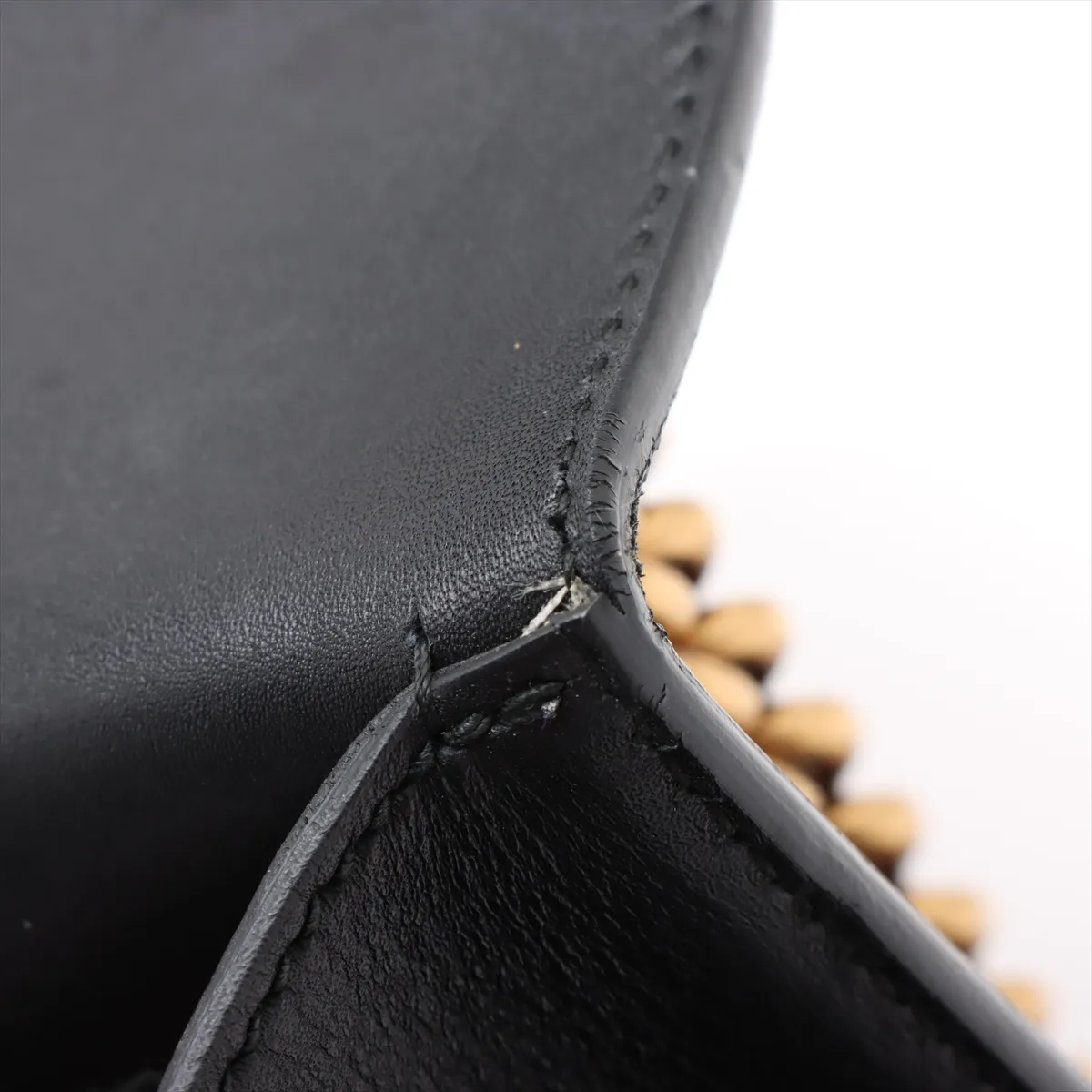 Duonissos Leather x Studded Chain Shoulder Bag Black 400249 — view 12
