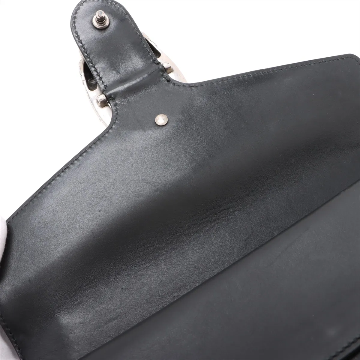 Duonissos Leather x Studded Chain Shoulder Bag Black 400249 — view 14