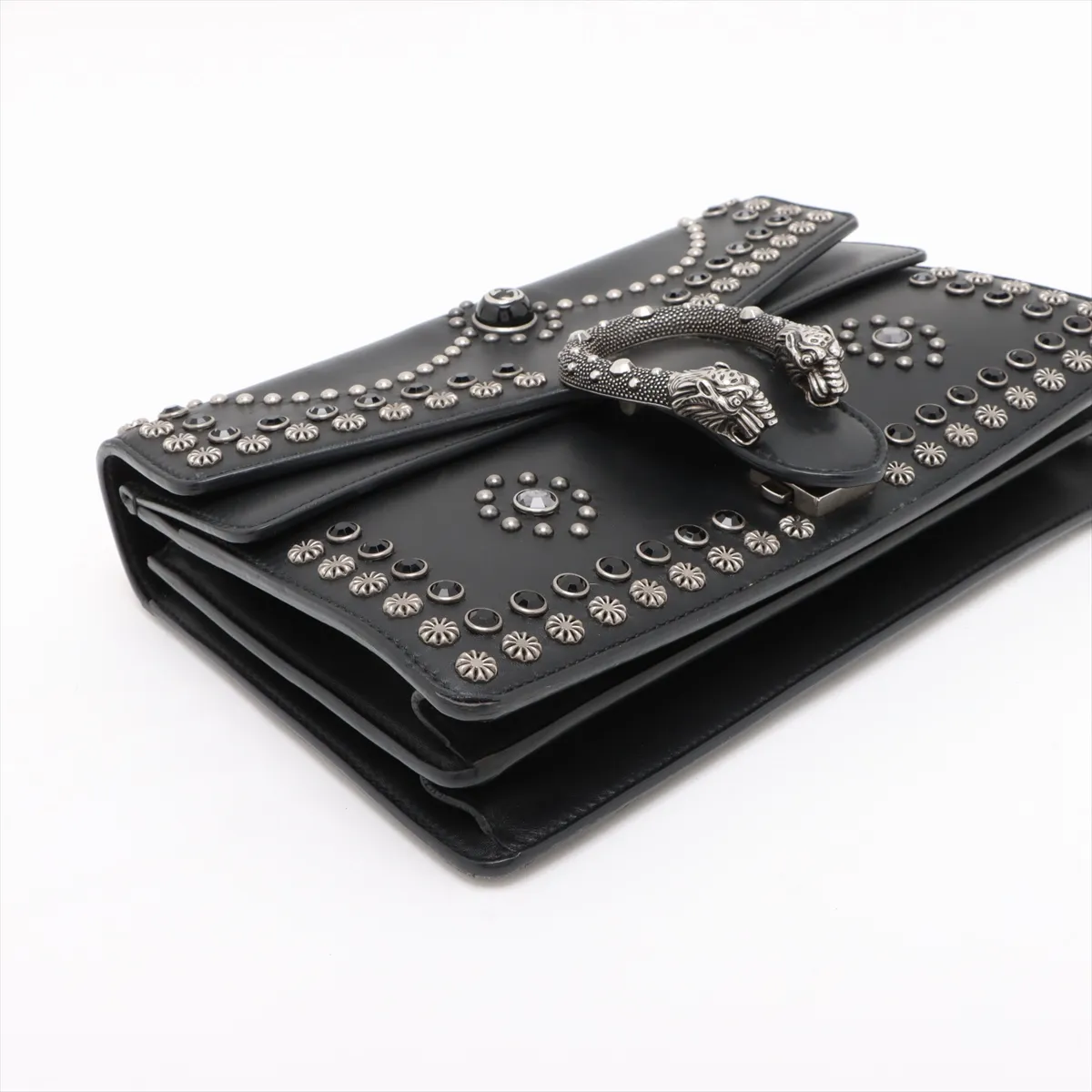 Duonissos Leather x Studded Chain Shoulder Bag Black 400249 — view 4