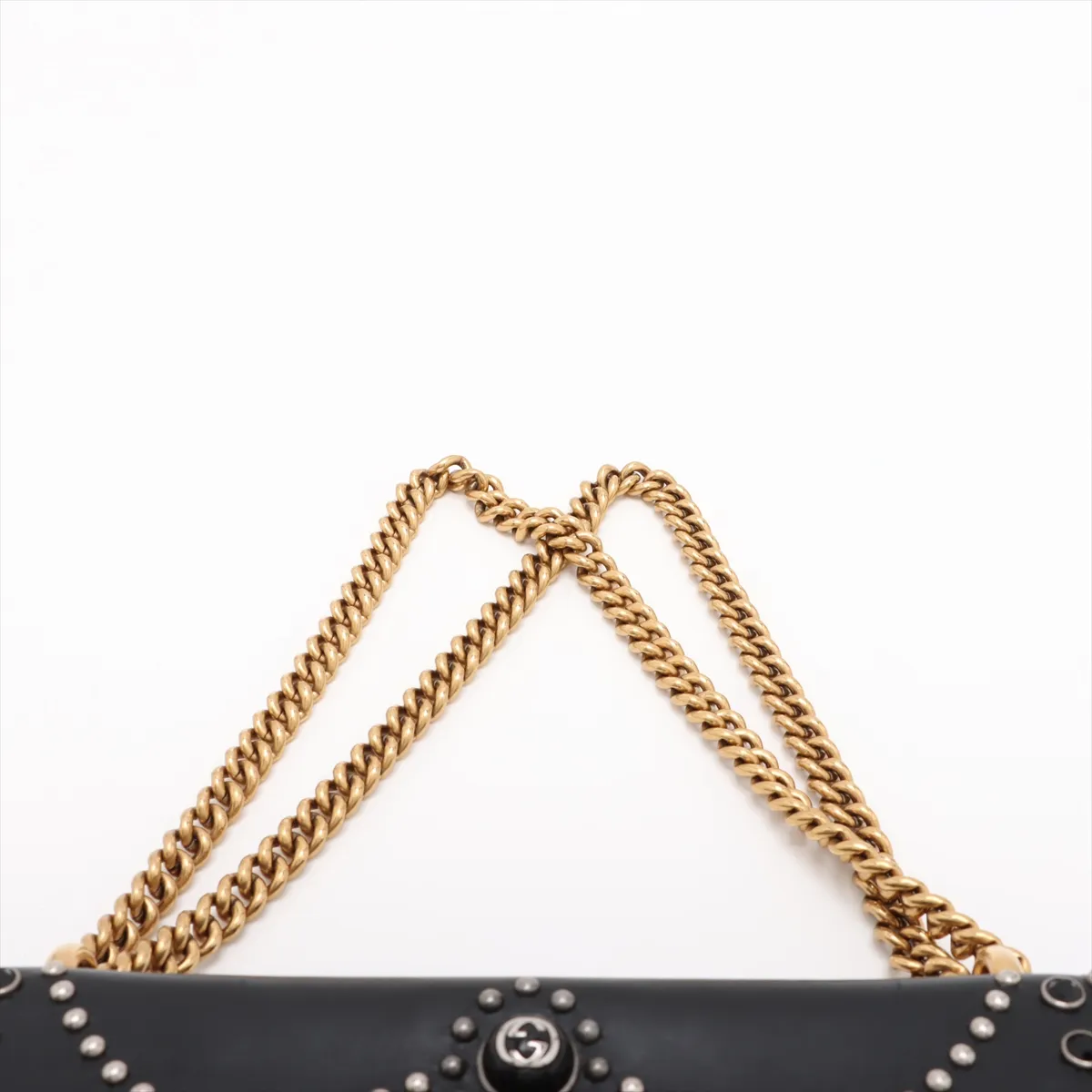 Duonissos Leather x Studded Chain Shoulder Bag Black 400249 — view 6
