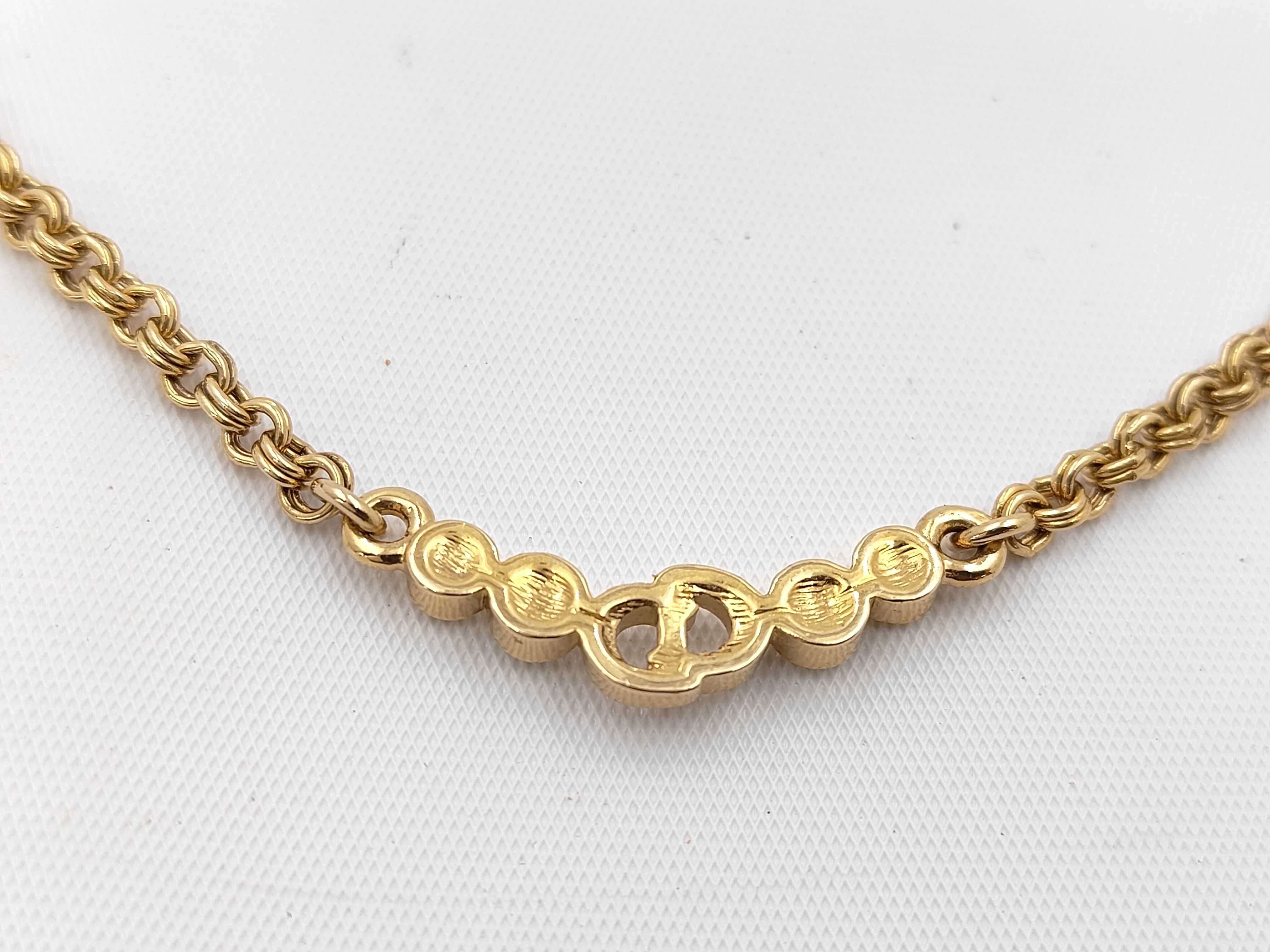 CD Logo Rhinestone Gold Necklace — view 2