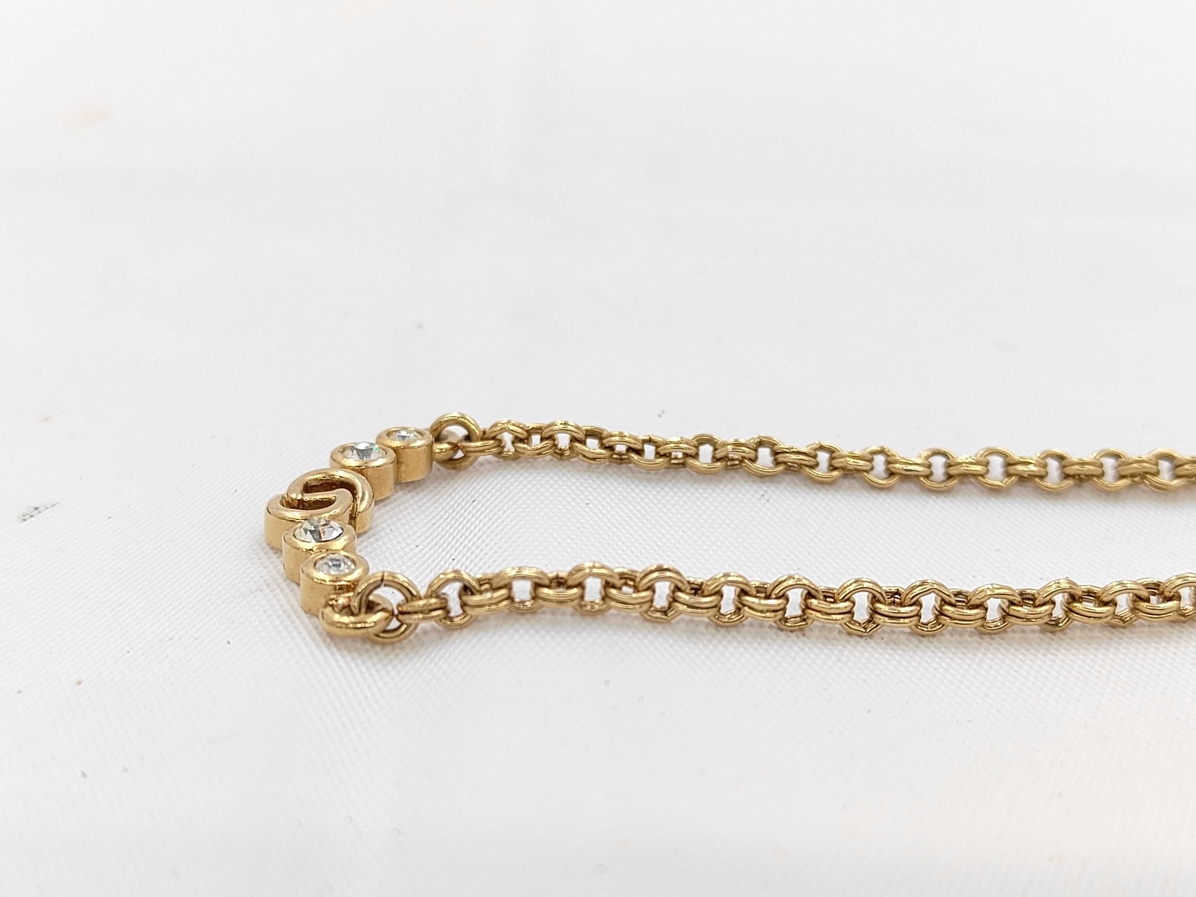 CD Logo Rhinestone Gold Necklace — view 3