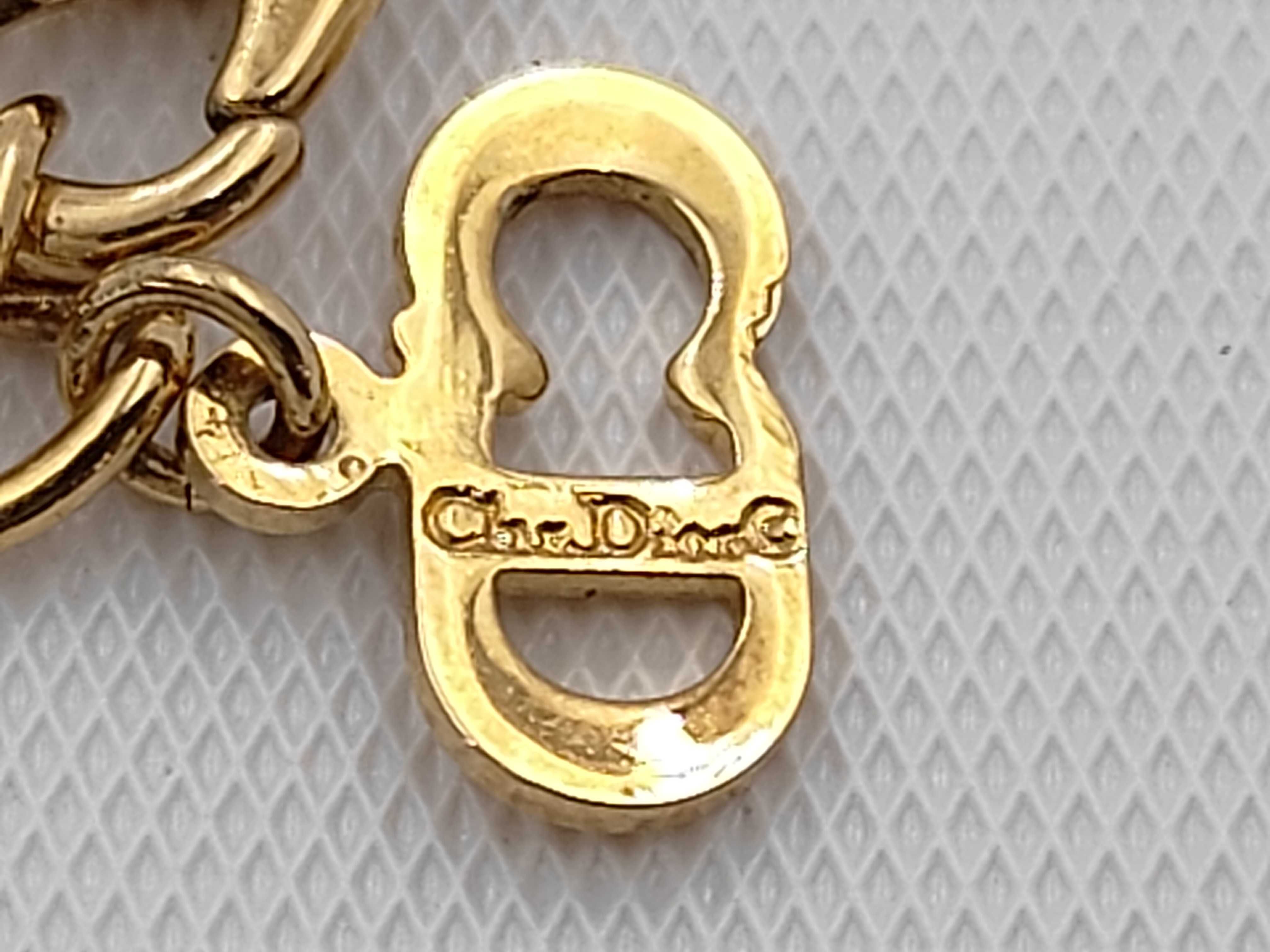 CD Logo Rhinestone Gold Necklace — view 5