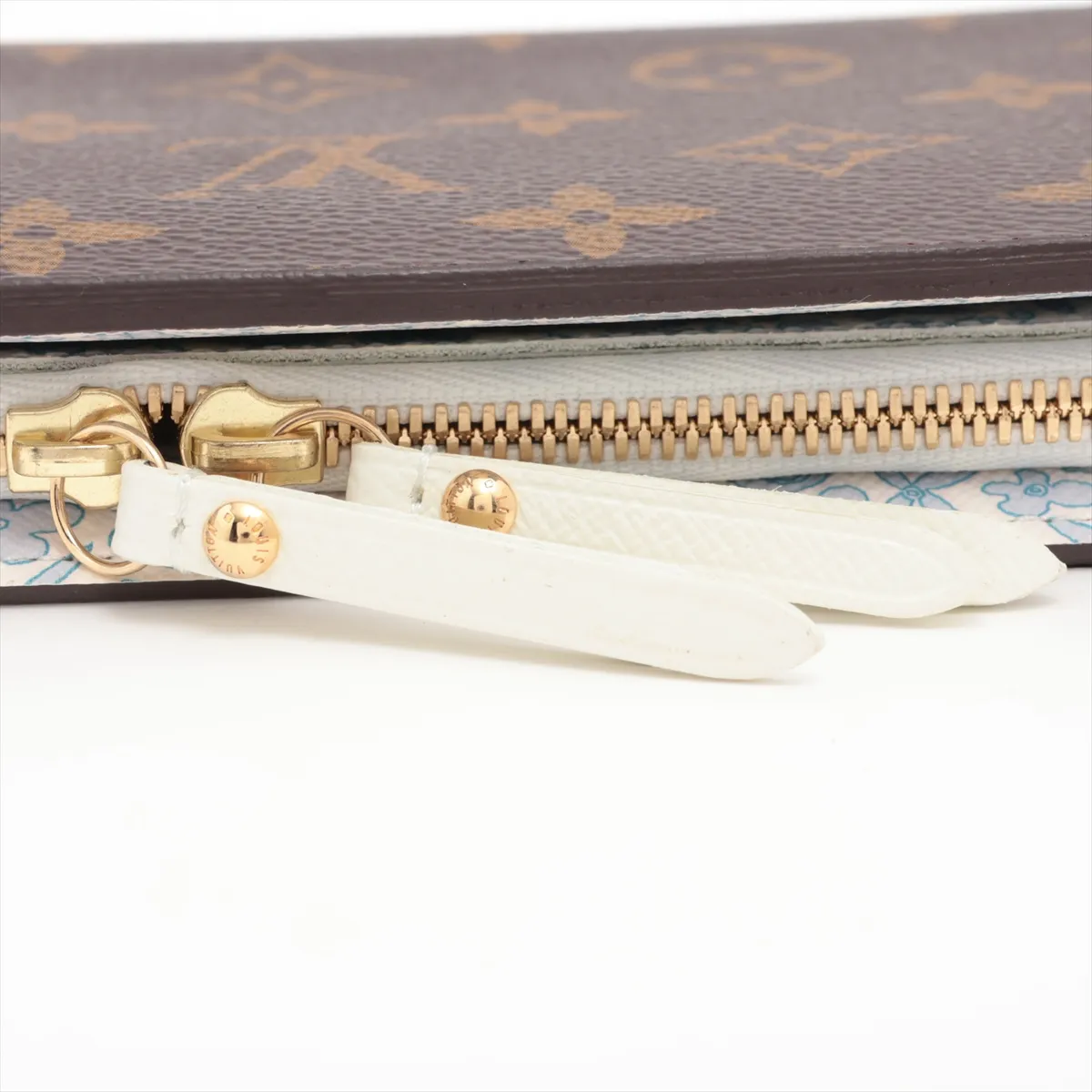 Monogram Fleurie Portefeuille Insolite M60227 CA0180 Blue x Brown Round Zip Wallet — view 9
