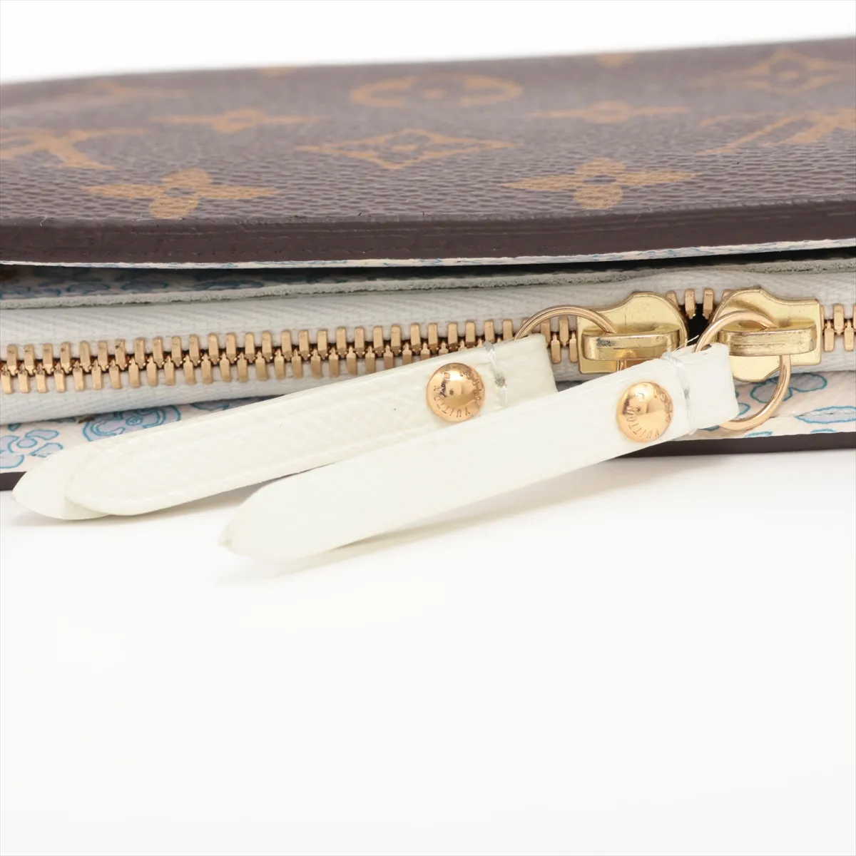 Monogram Fleurie Portefeuille Insolite M60227 CA0180 Blue x Brown Round Zip Wallet — view 10