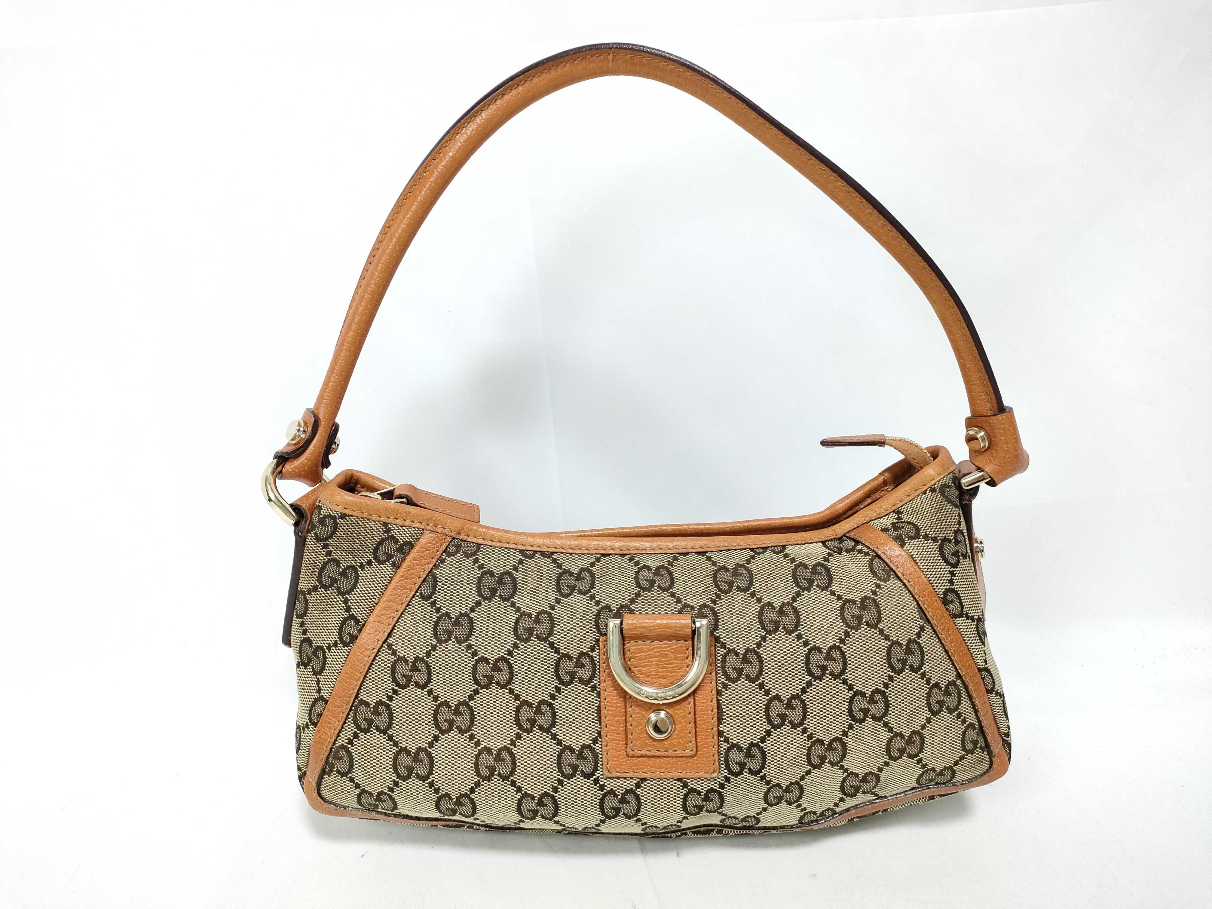 Orange GG Canvas Vintage D-Buckle Wrist Bag (Handbag)