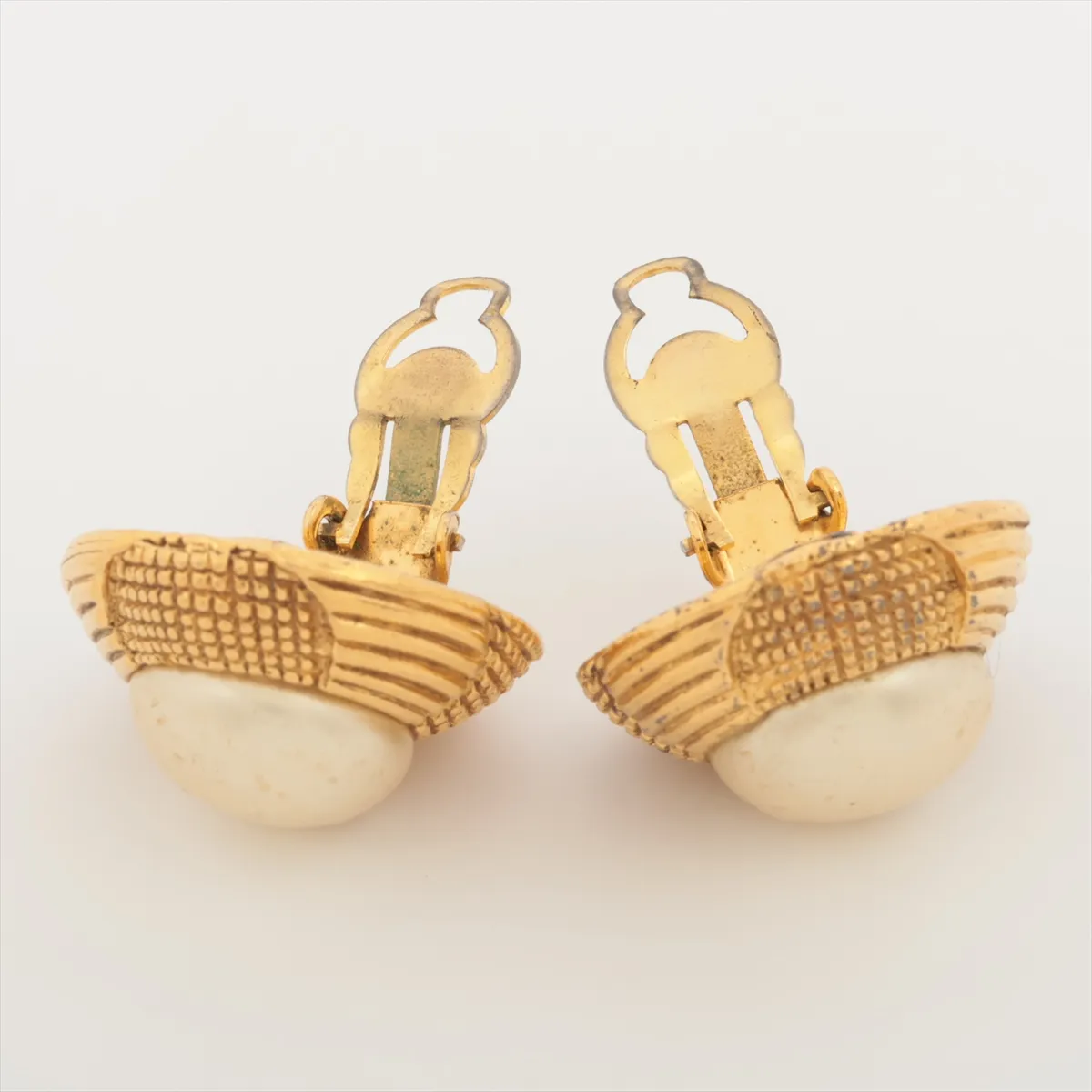 earrings (for both ears) GP x fake pearl gold dents, — view 4