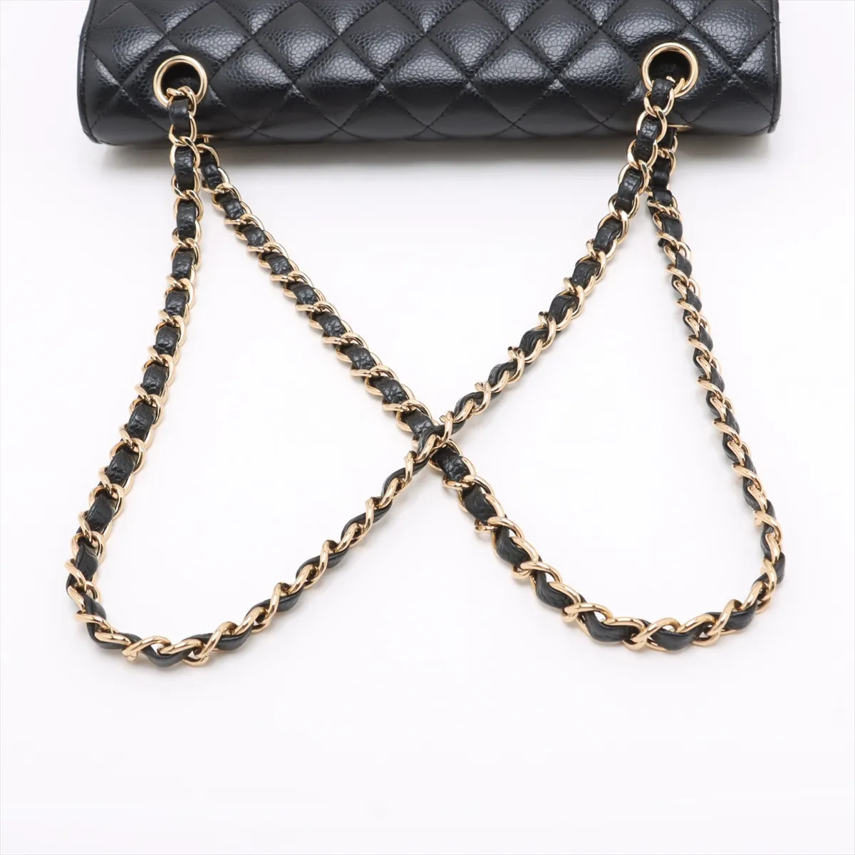 [Individually packaged] Chanel Matelassé 25 Caviar Skin Double Flap Double Chain Bag, Black with Gold Hardware, 19682686, Serial Number 19-series, A01112 — view 5