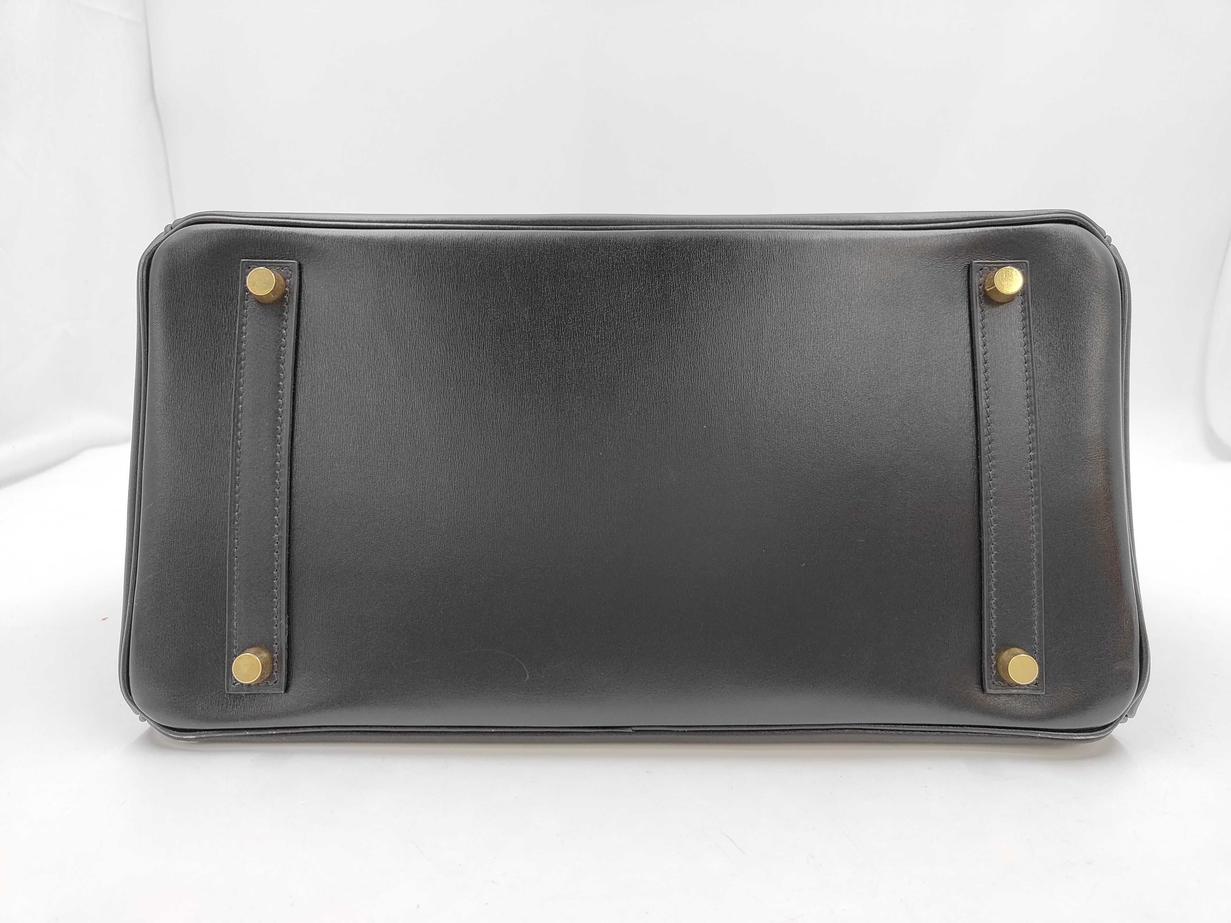 Birkin 35 Box Calf Black Gold Hardware F Handbag — view 6