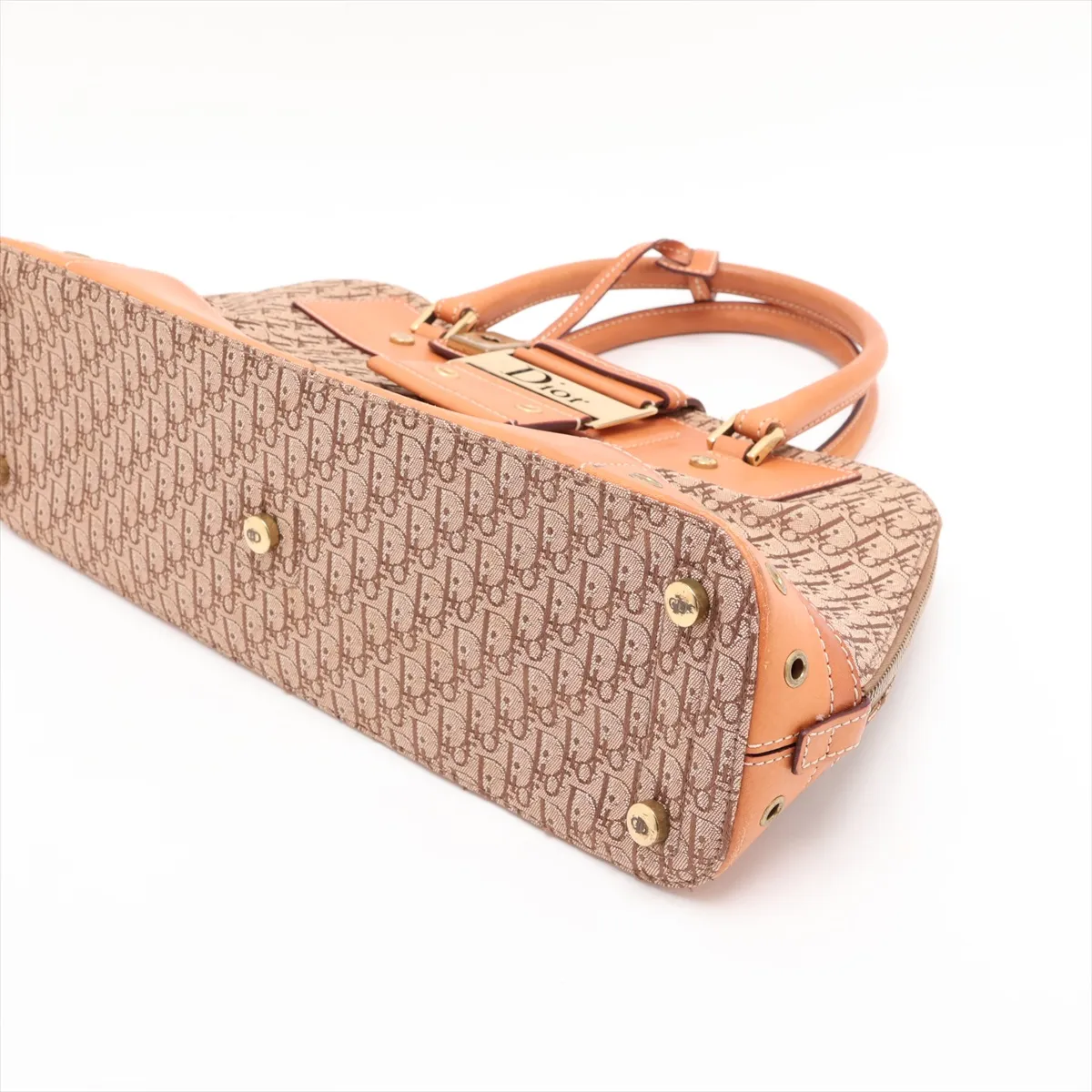 Street Chic Canvas x Leather Handbag, Brown — view 3