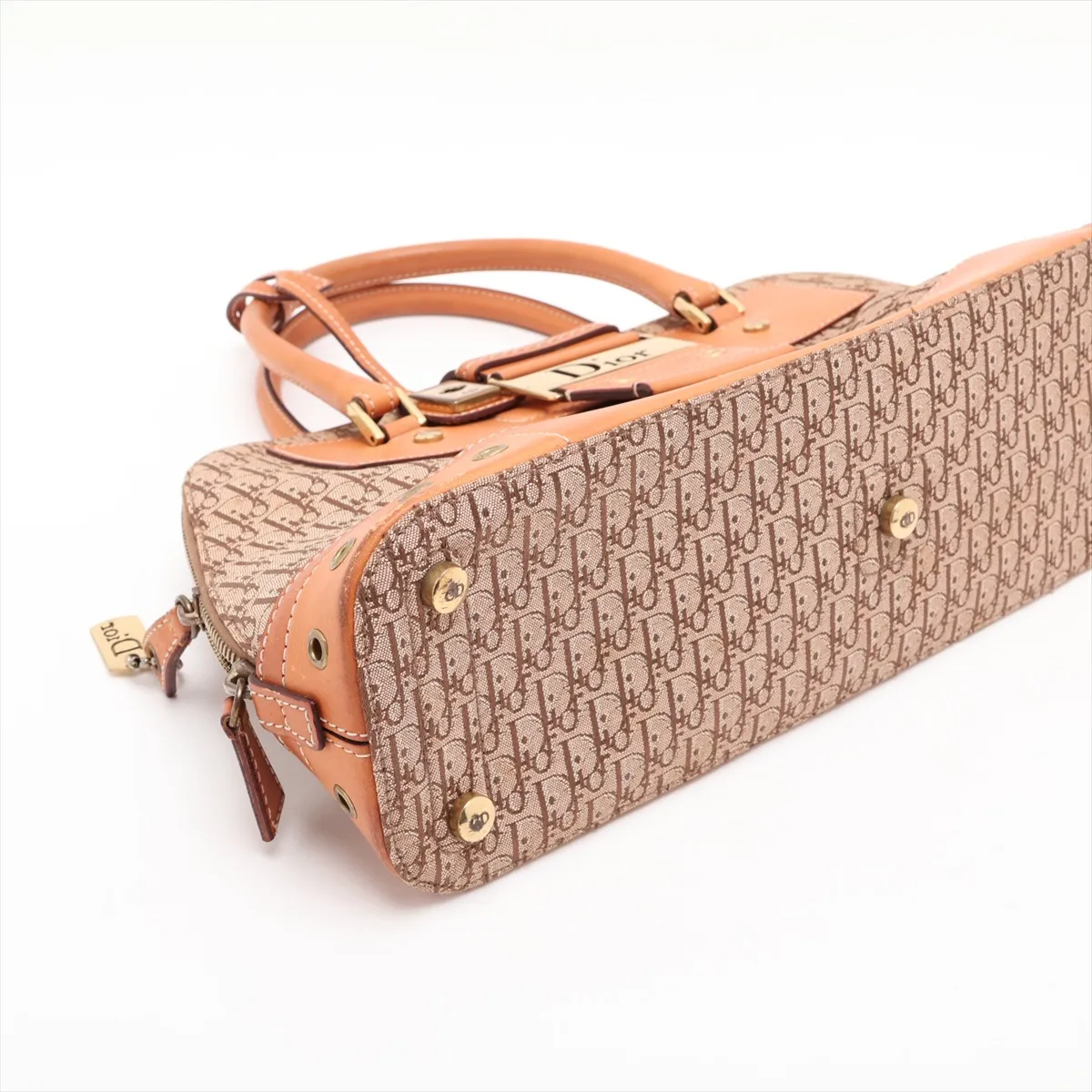 Street Chic Canvas x Leather Handbag, Brown — view 4