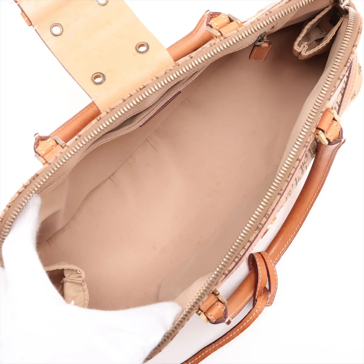 Street Chic Canvas x Leather Handbag, Brown — view 7