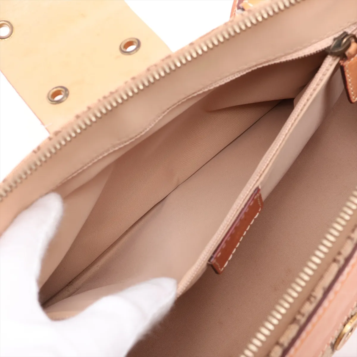 Street Chic Canvas x Leather Handbag, Brown — view 8