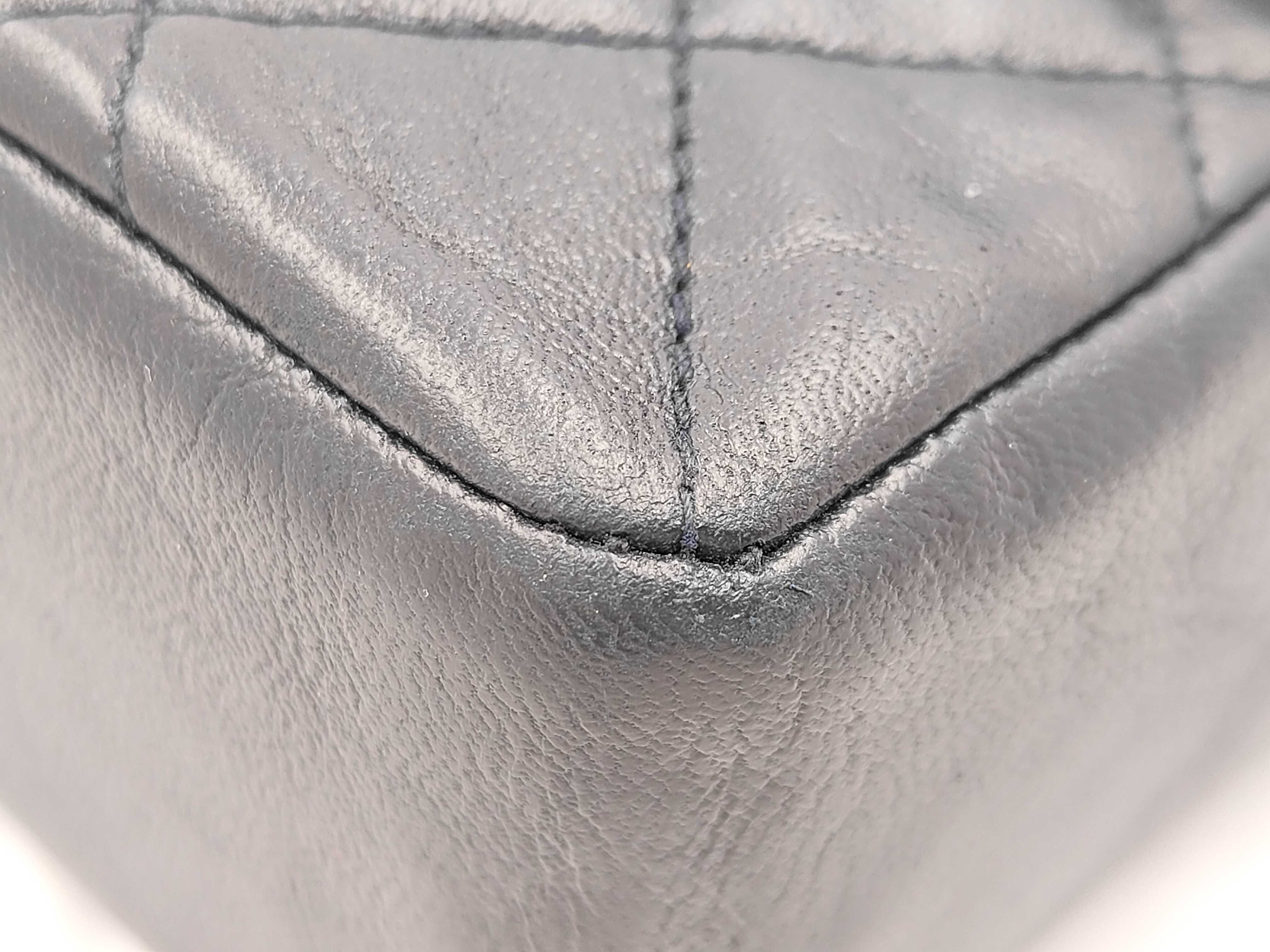 Matelassé Double Chain Shoulder Bag, Navy — view 5