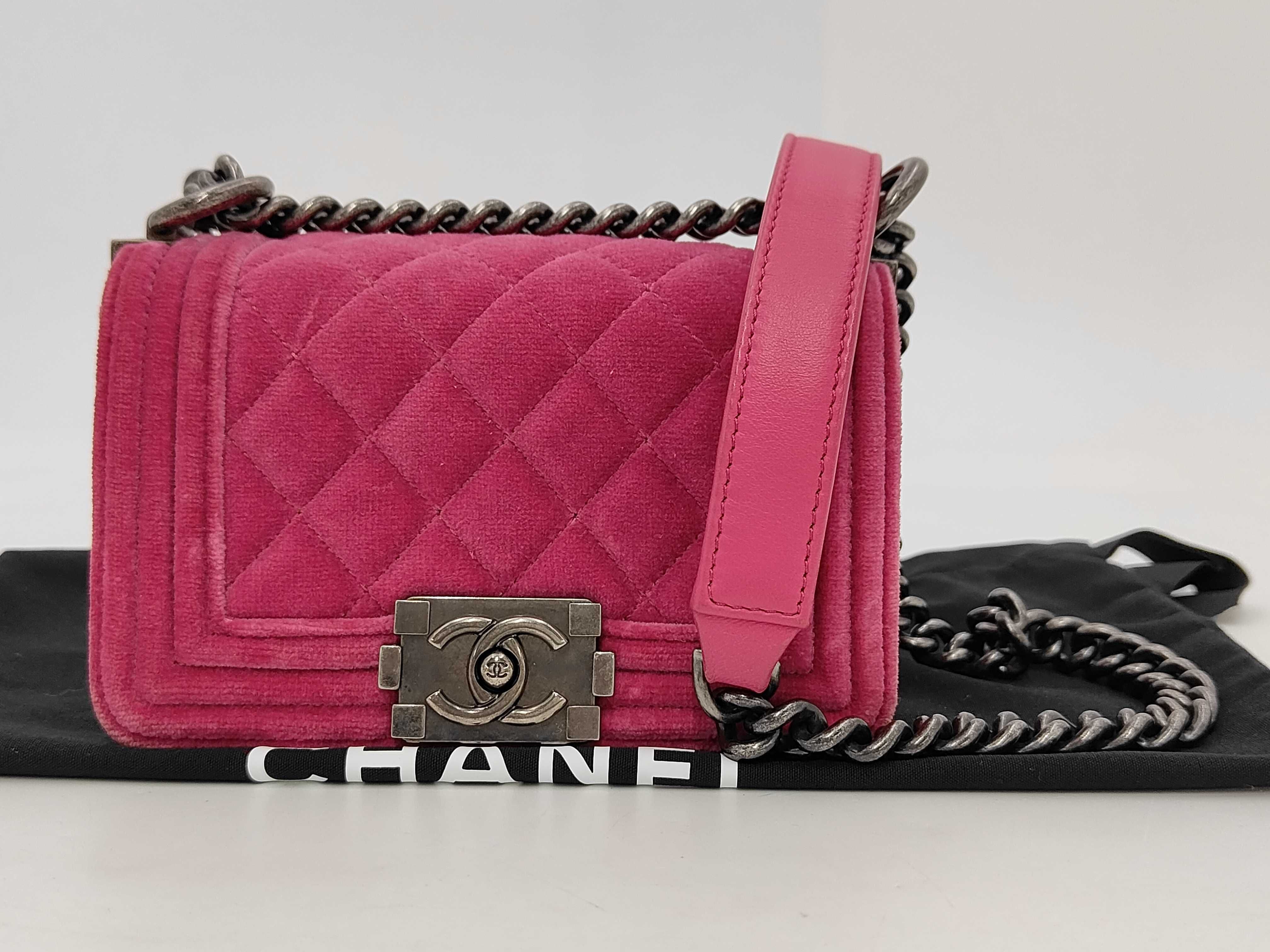 Boy Chanel Matelassé Chain Shoulder Bag, Velour Pink, Ruthenium Hardware