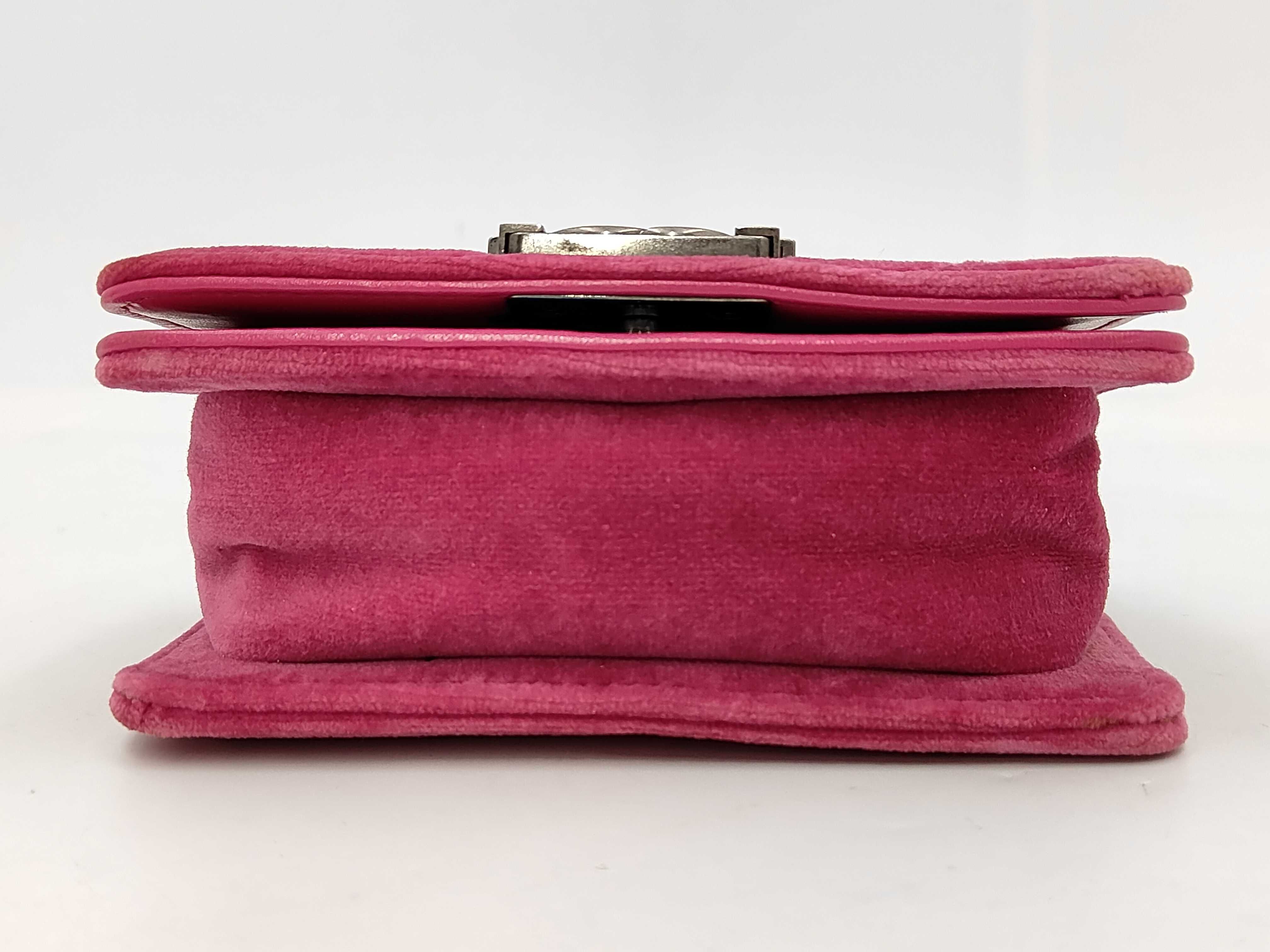 Boy Chanel Matelassé Chain Shoulder Bag, Velour Pink, Ruthenium Hardware — view 3