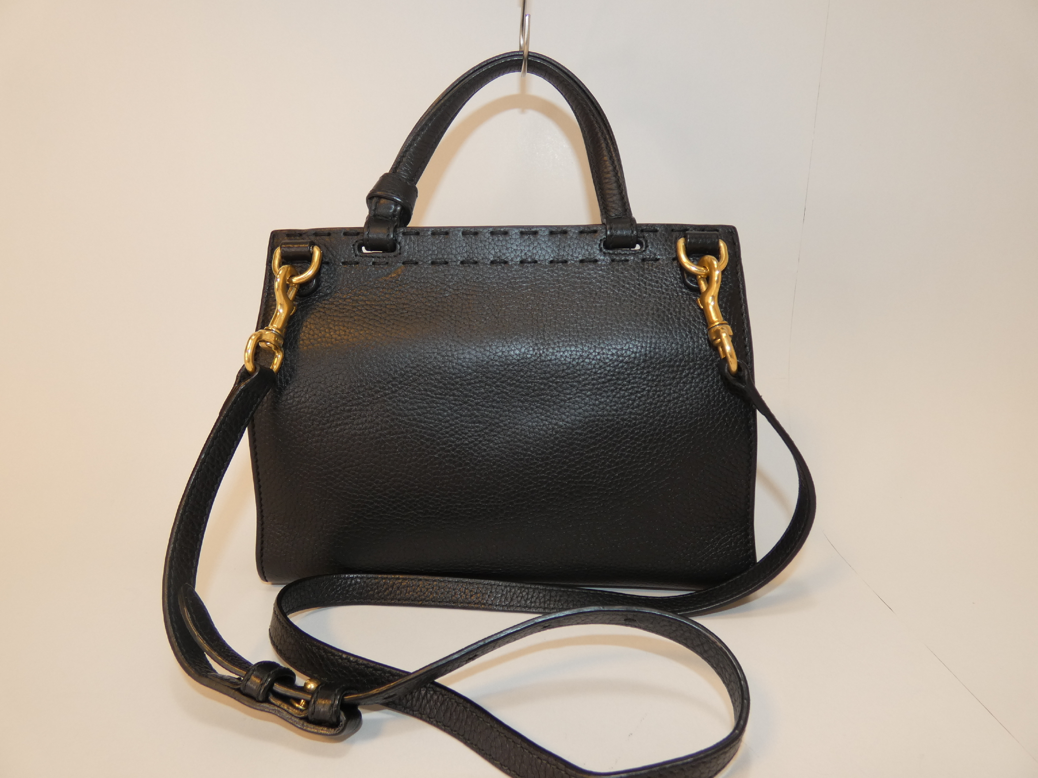 2-way Marmont Black Leather Stitched Handbag — view 2