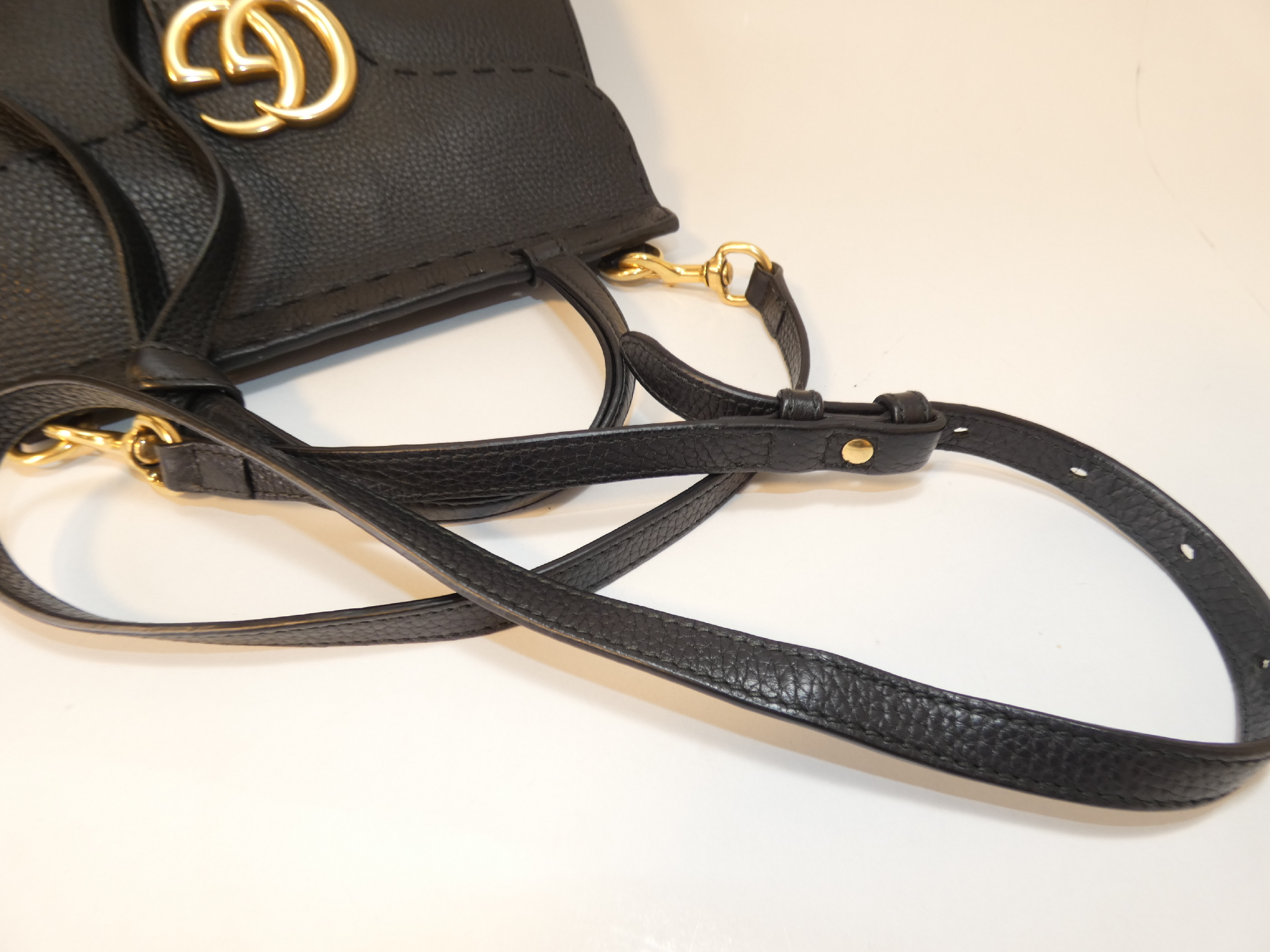 2-way Marmont Black Leather Stitched Handbag — view 4