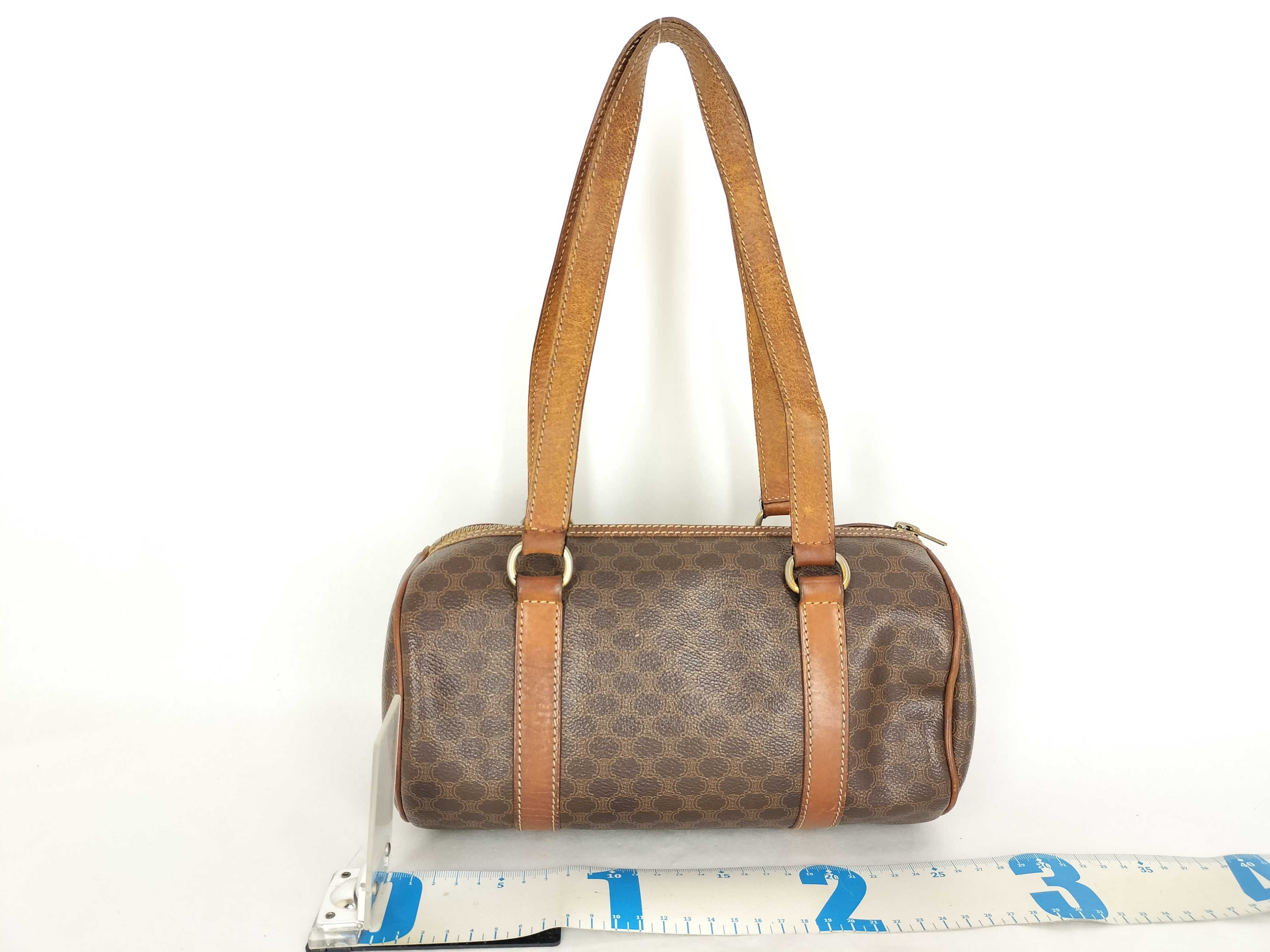 handbag, Celine roll bag, Macadam Triomphe drum bag, PVC leather handbag — view 2