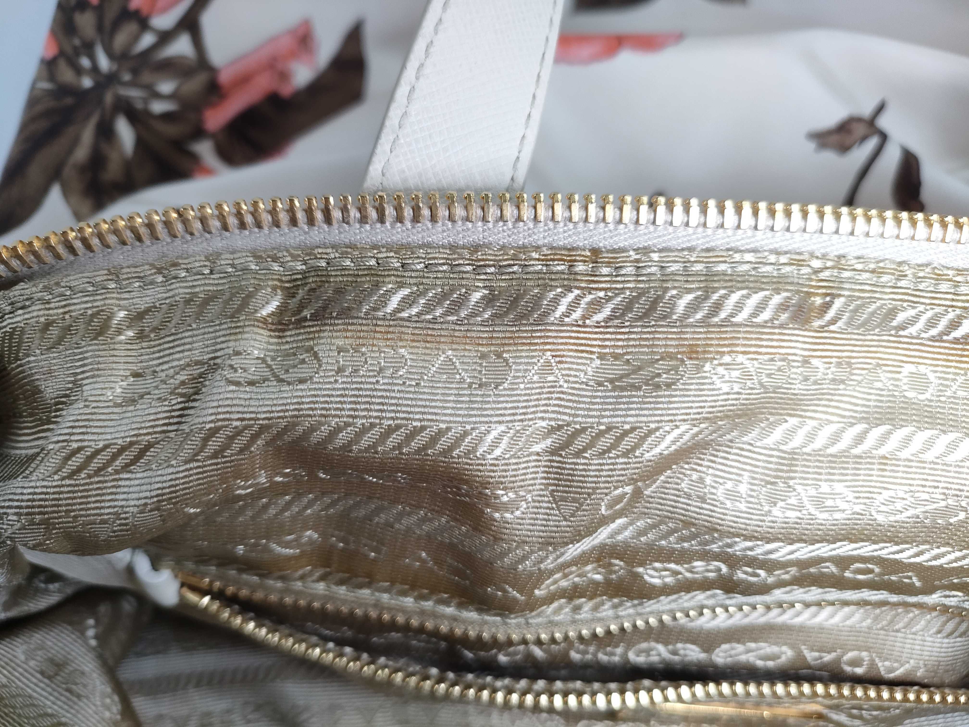 2-way bag with long strap, floral pattern, nylon, white handbag — view 14