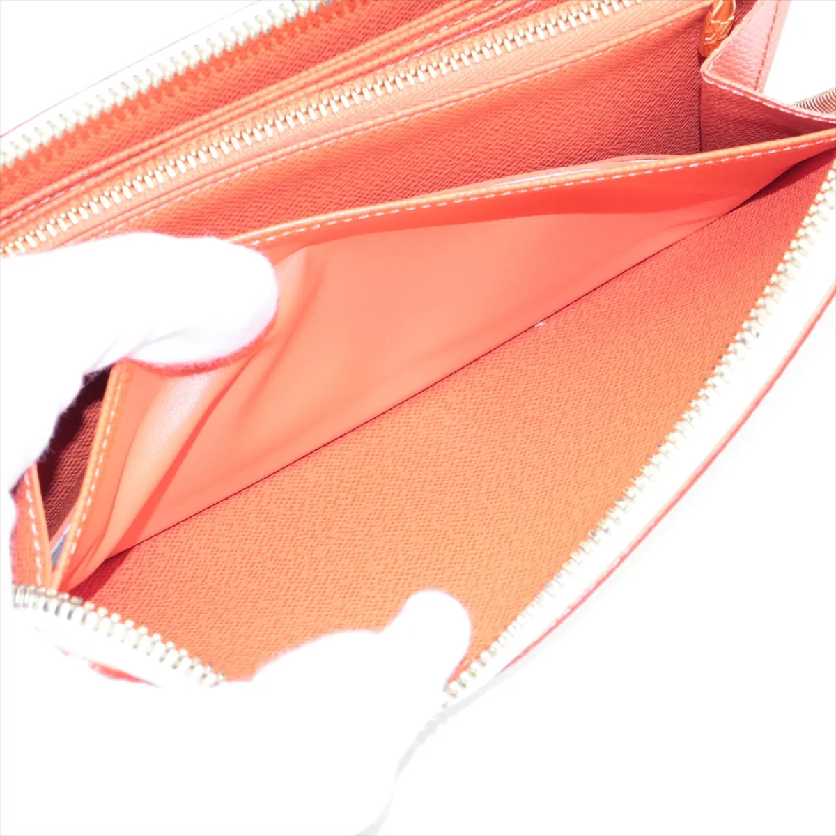 Multicolor Zippy Wallet M60274 CA4102 White x Orange Round Zip Wallet — view 9