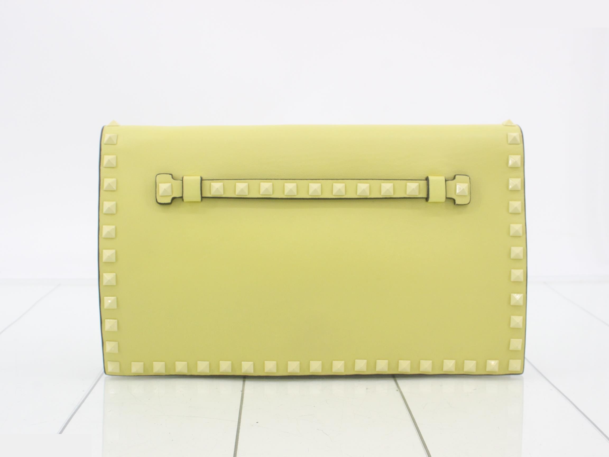 clutch bag leather yellow — view 2