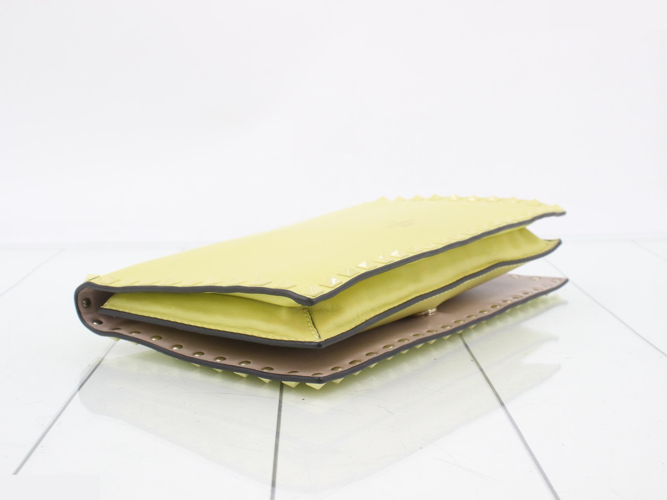 clutch bag leather yellow — view 5