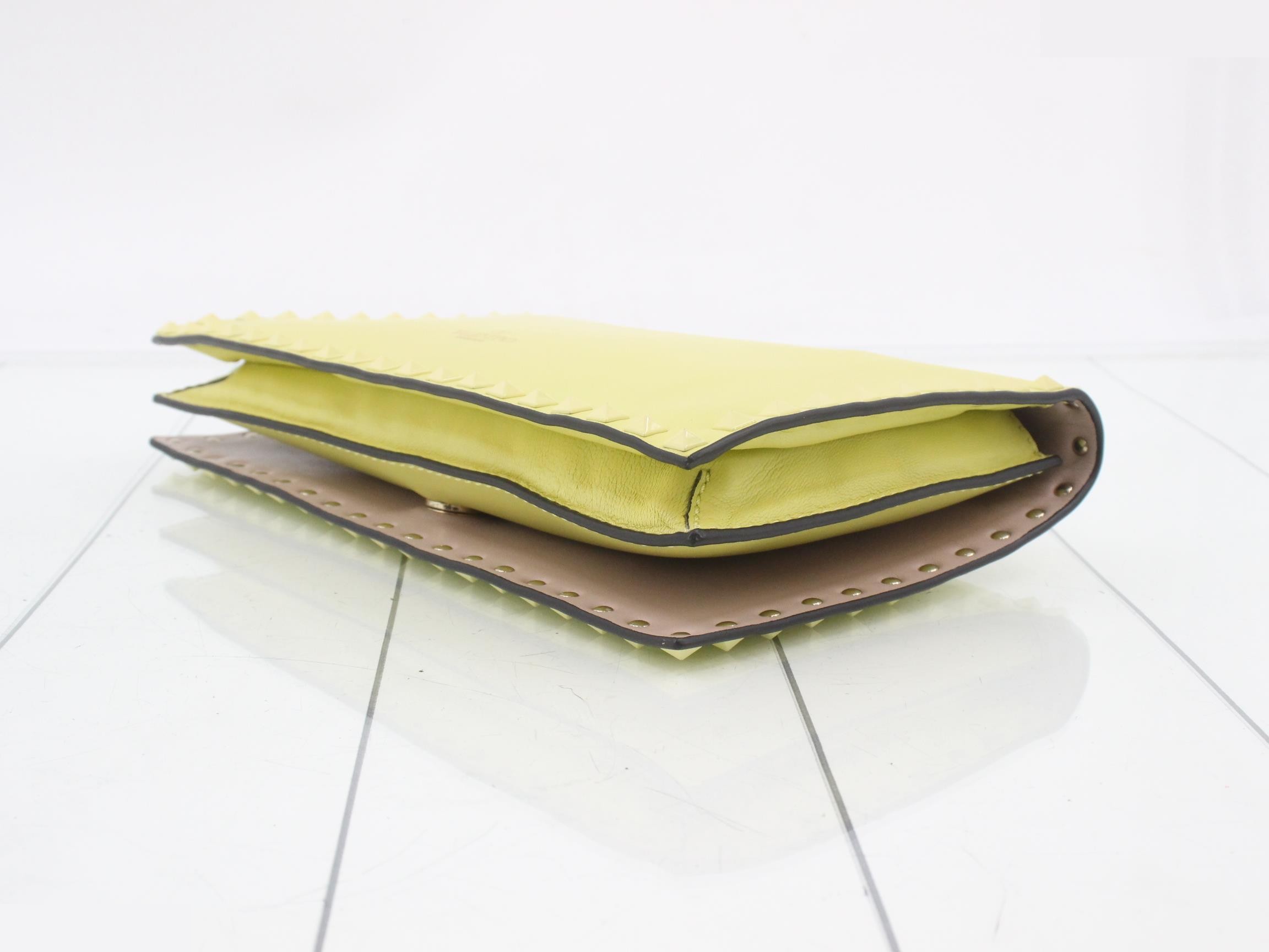 clutch bag leather yellow — view 6