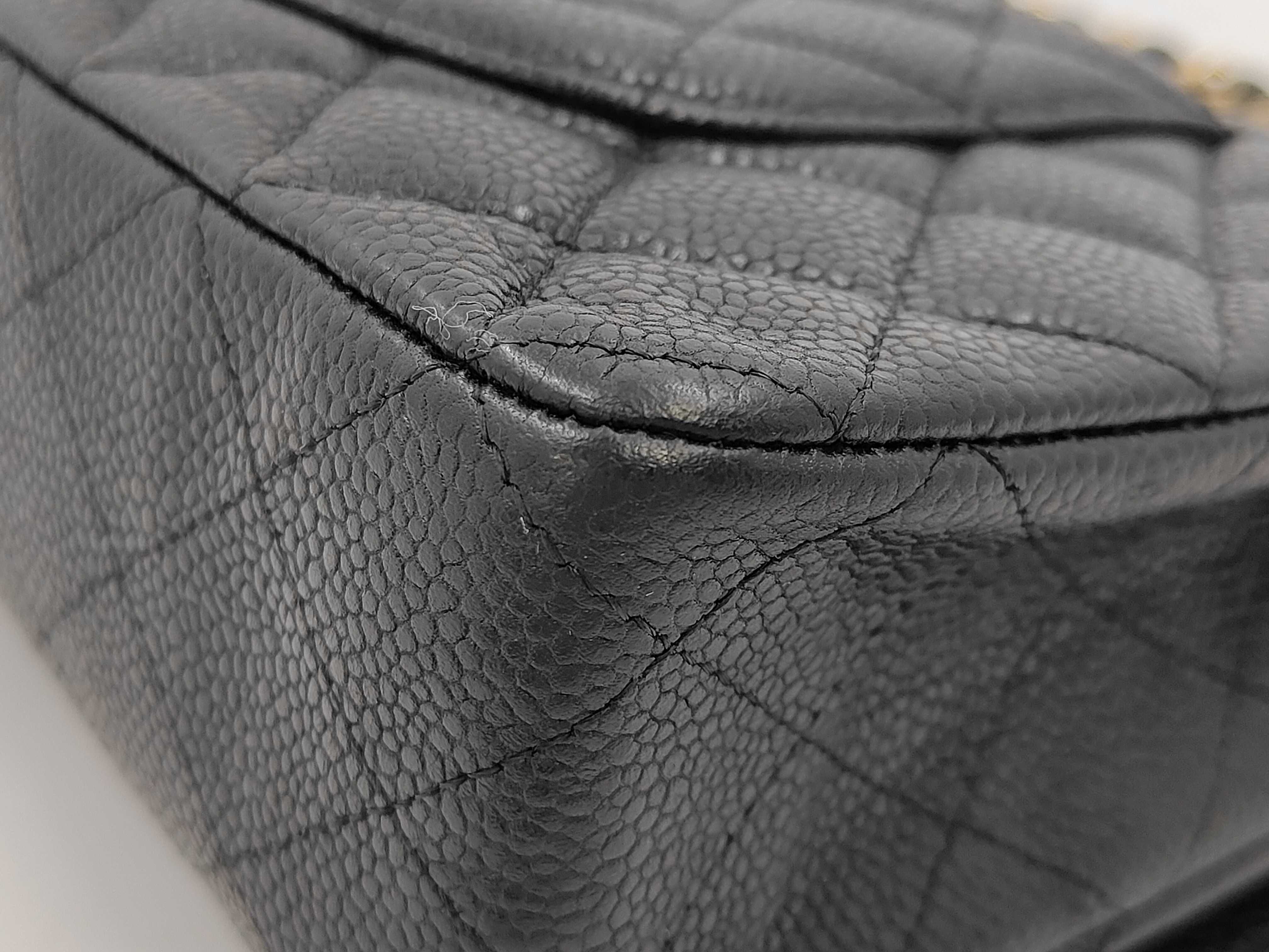 Double Flap Matelasse Caviar Skin Shoulder Bag — view 7