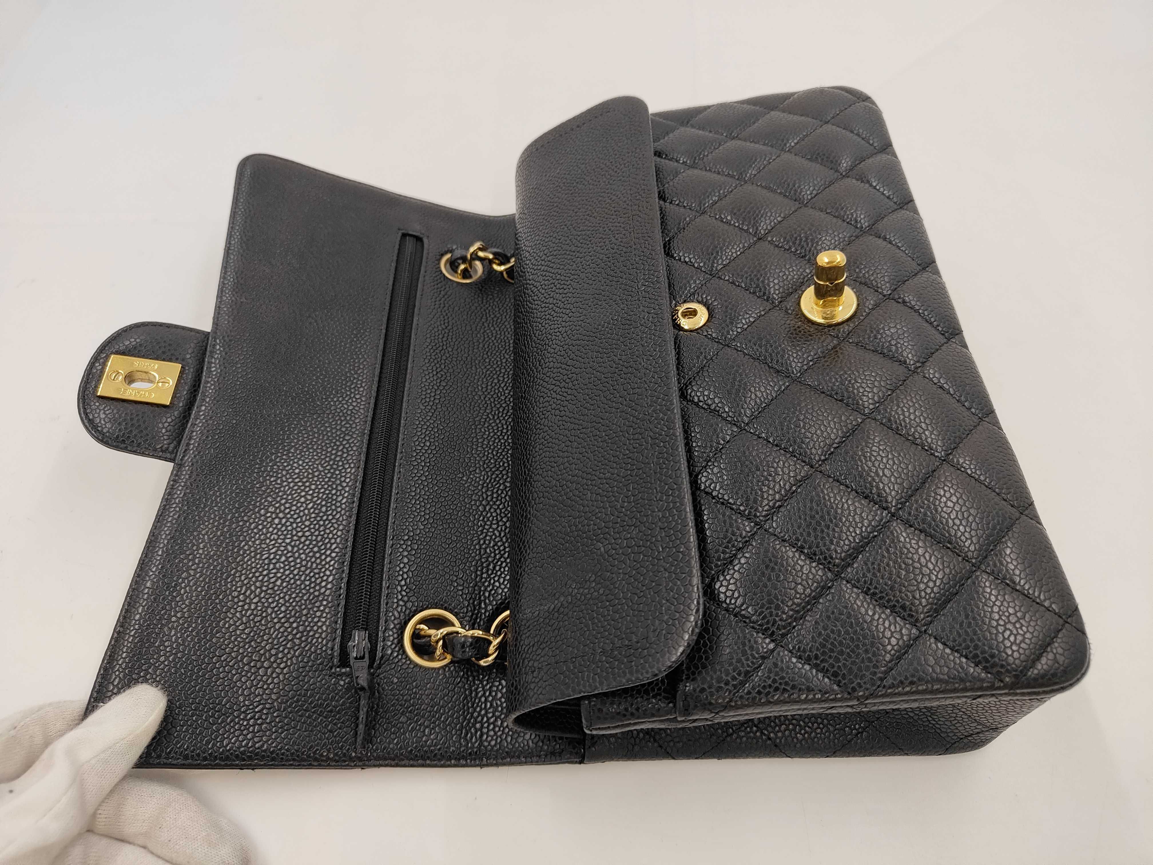 Double Flap Matelasse Caviar Skin Shoulder Bag — view 8