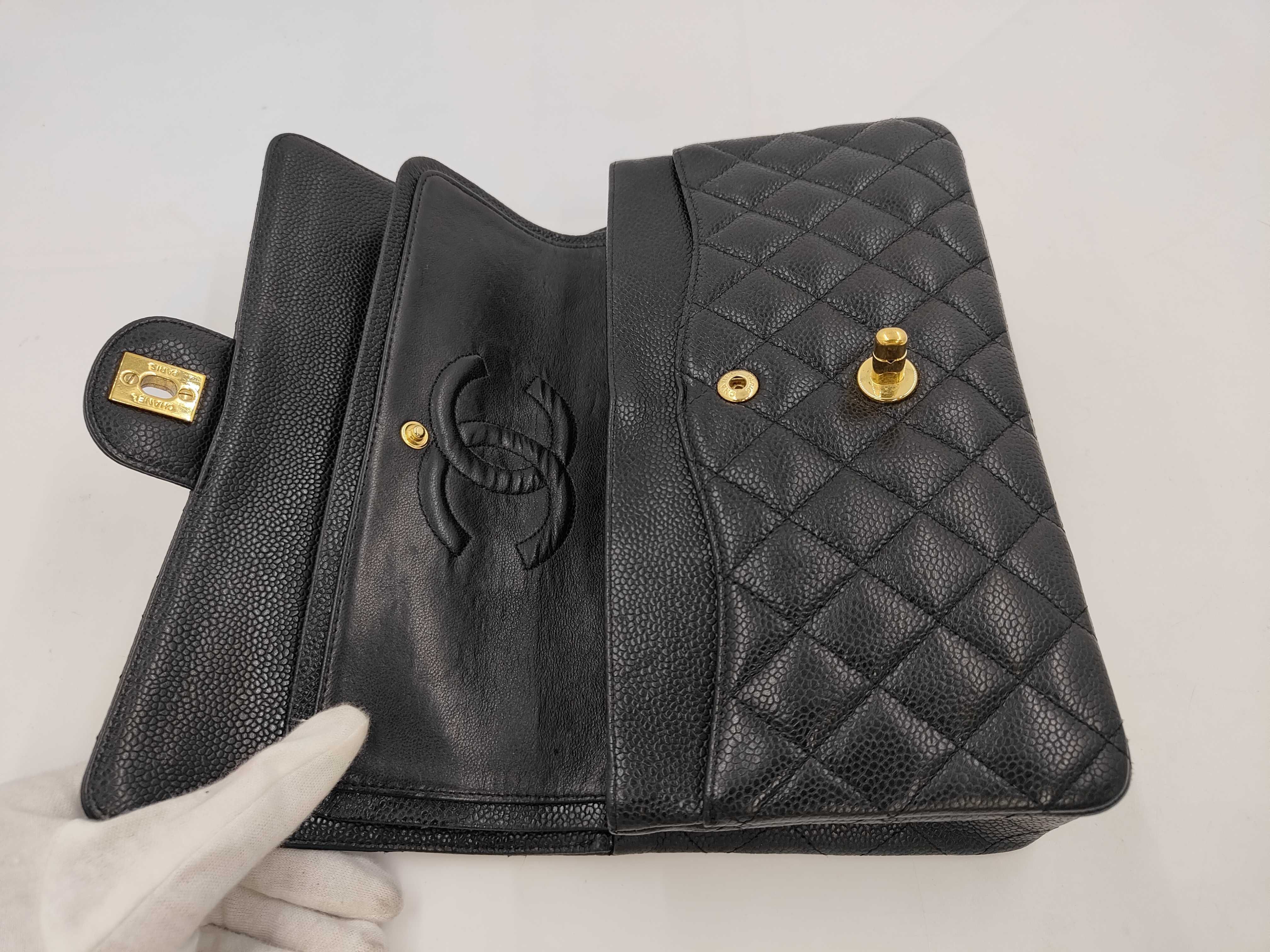 Double Flap Matelasse Caviar Skin Shoulder Bag — view 9