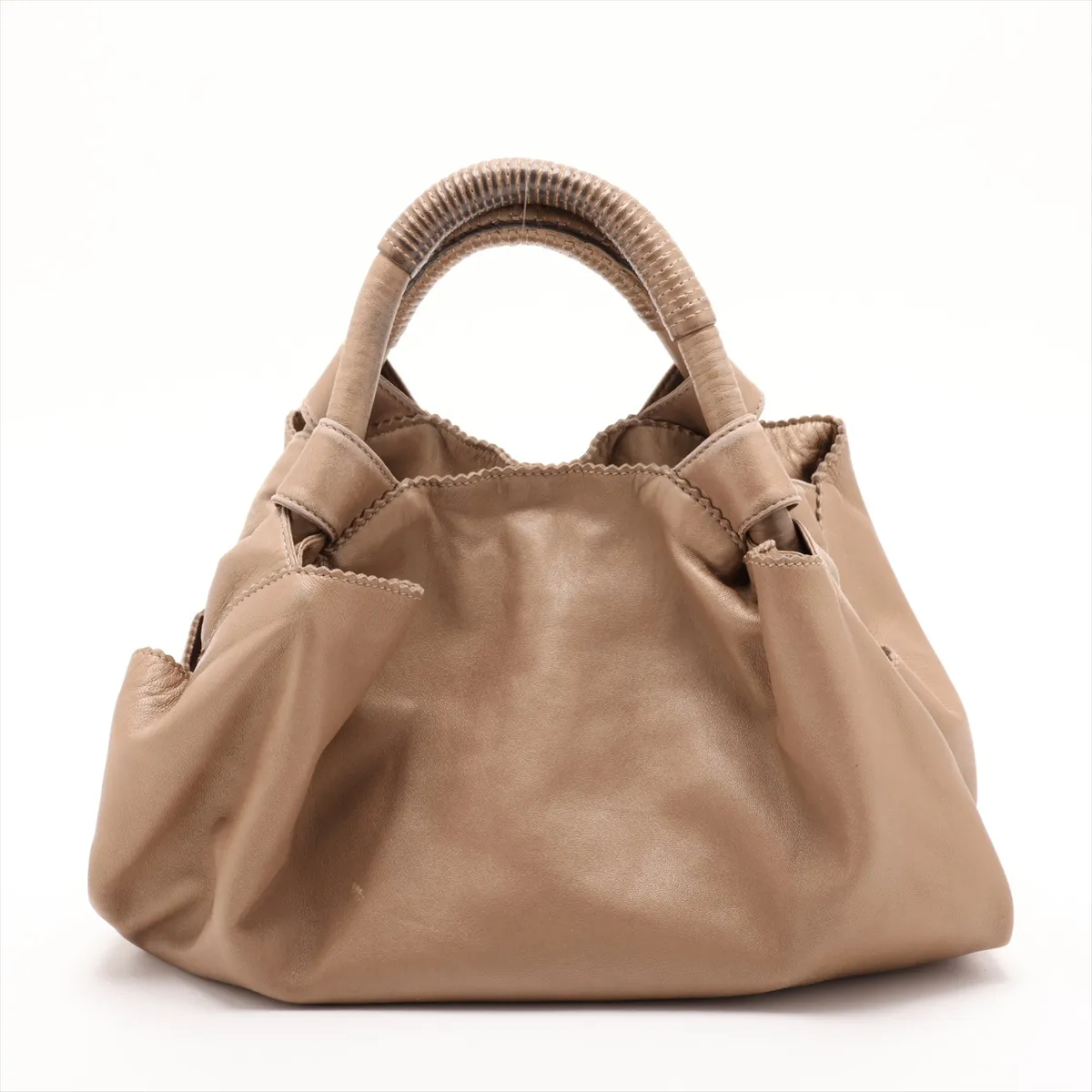 Nappa Aire Leather Handbag, Brown — view 2