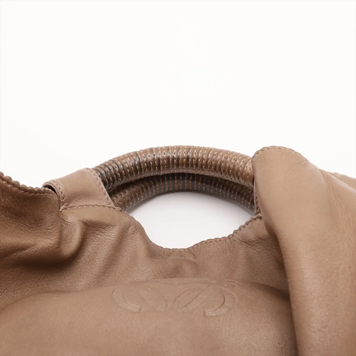Nappa Aire Leather Handbag, Brown — view 6