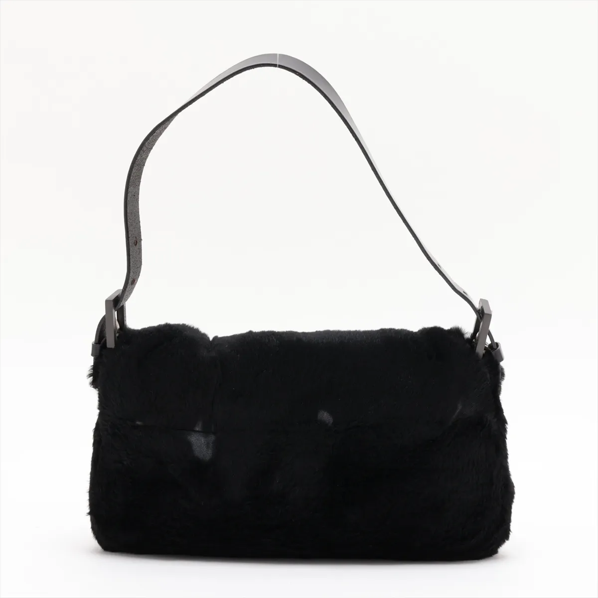 Mamma Bucket Fur and Leather Shoulder Bag, Black — view 2