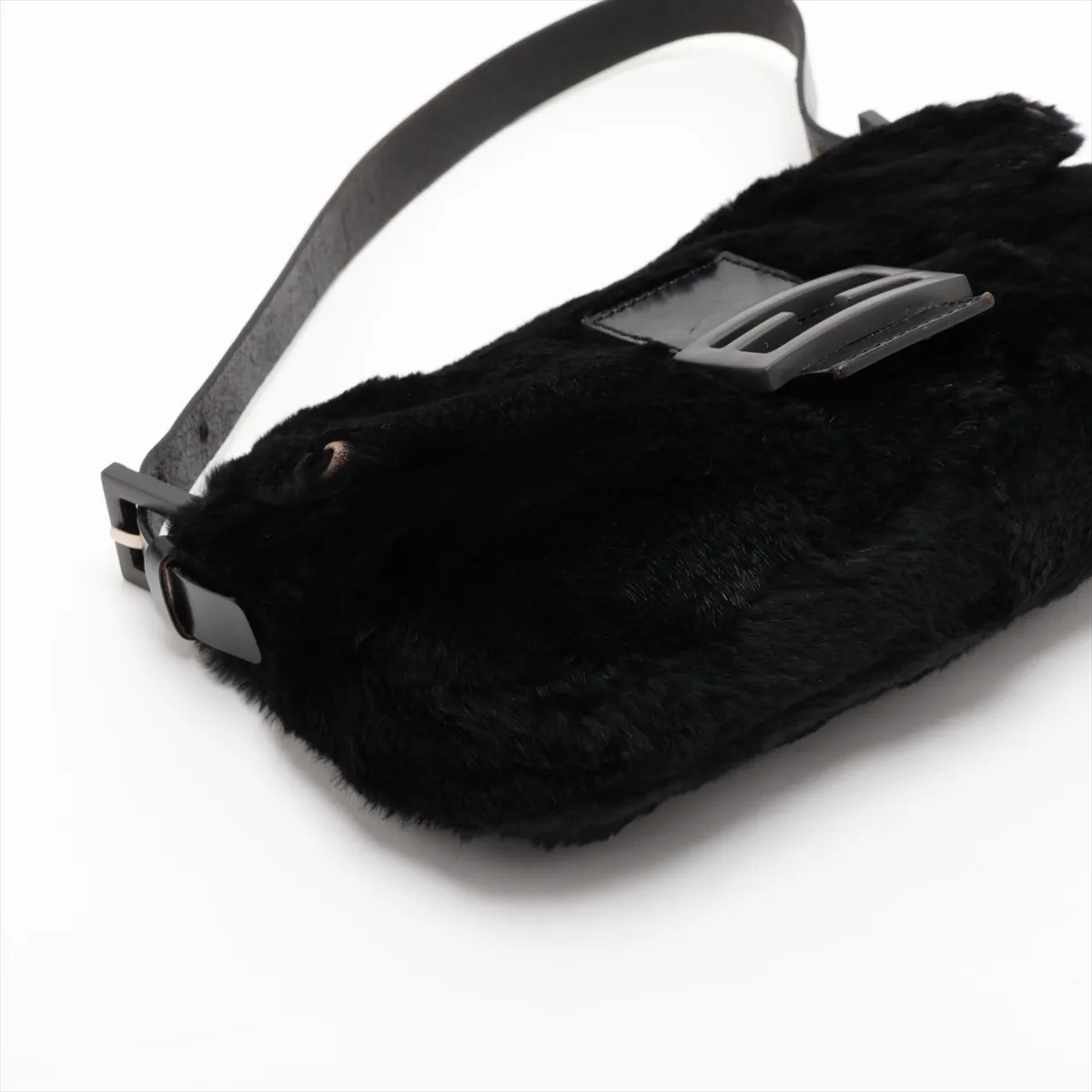 Mamma Bucket Fur and Leather Shoulder Bag, Black — view 4