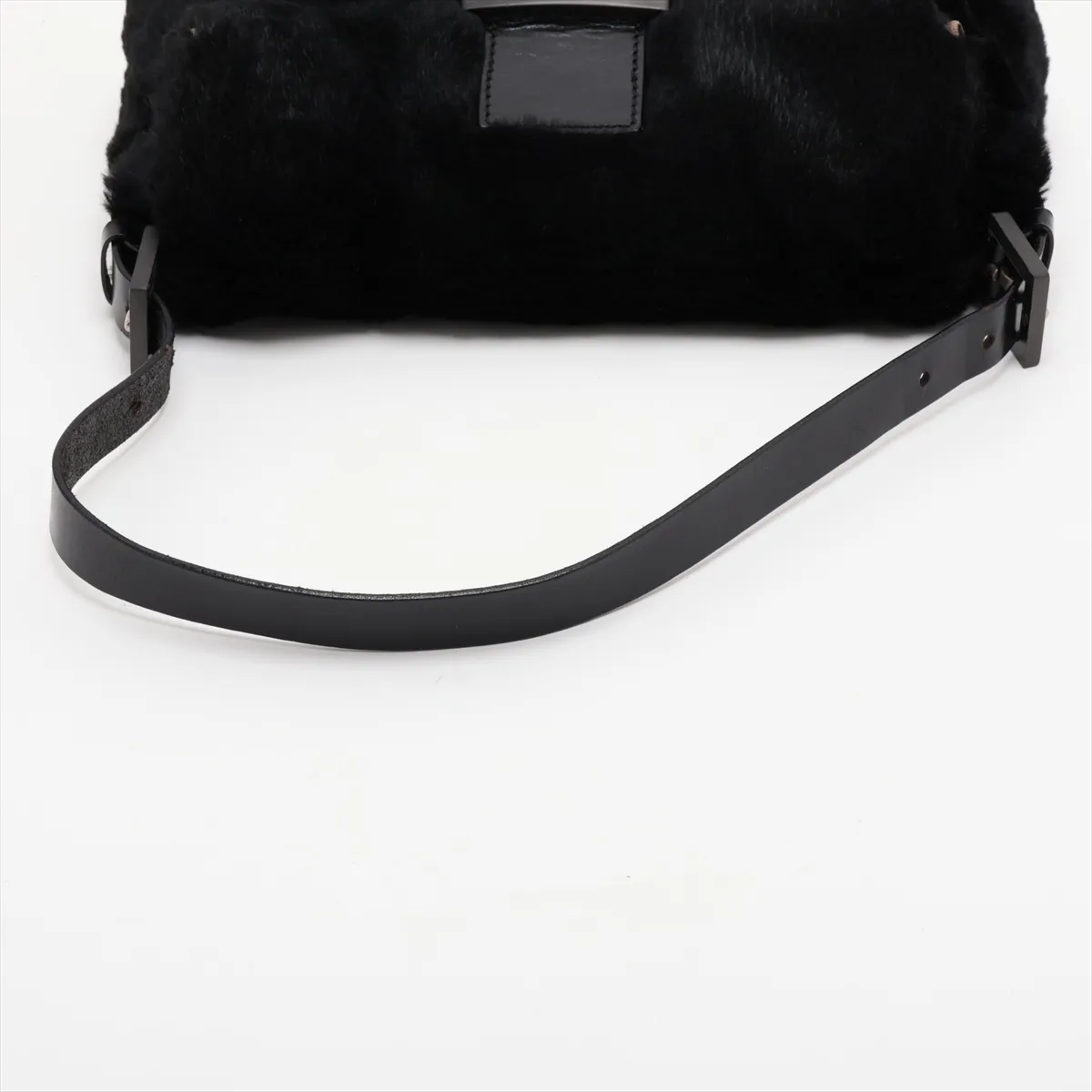 Mamma Bucket Fur and Leather Shoulder Bag, Black — view 5