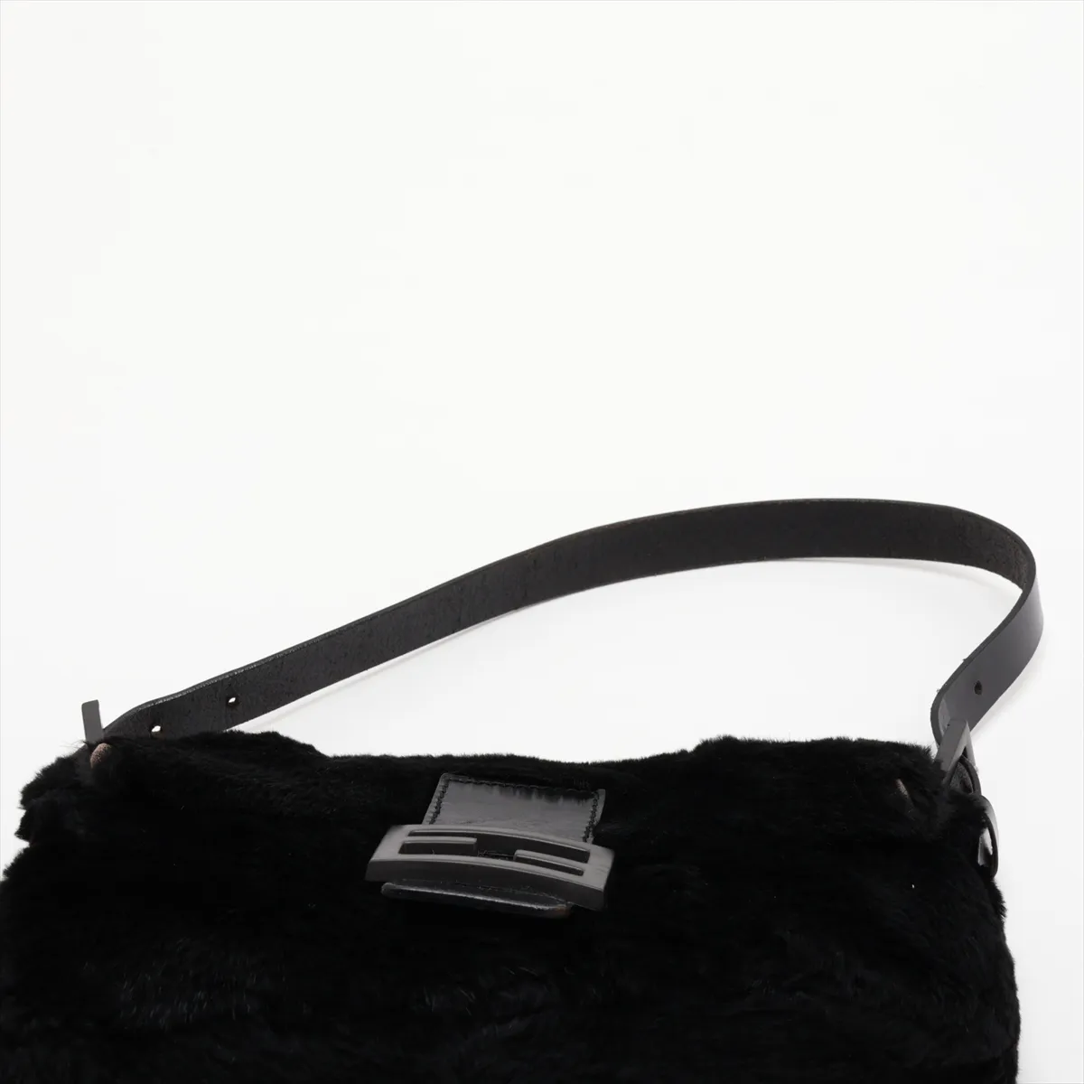 Mamma Bucket Fur and Leather Shoulder Bag, Black — view 6