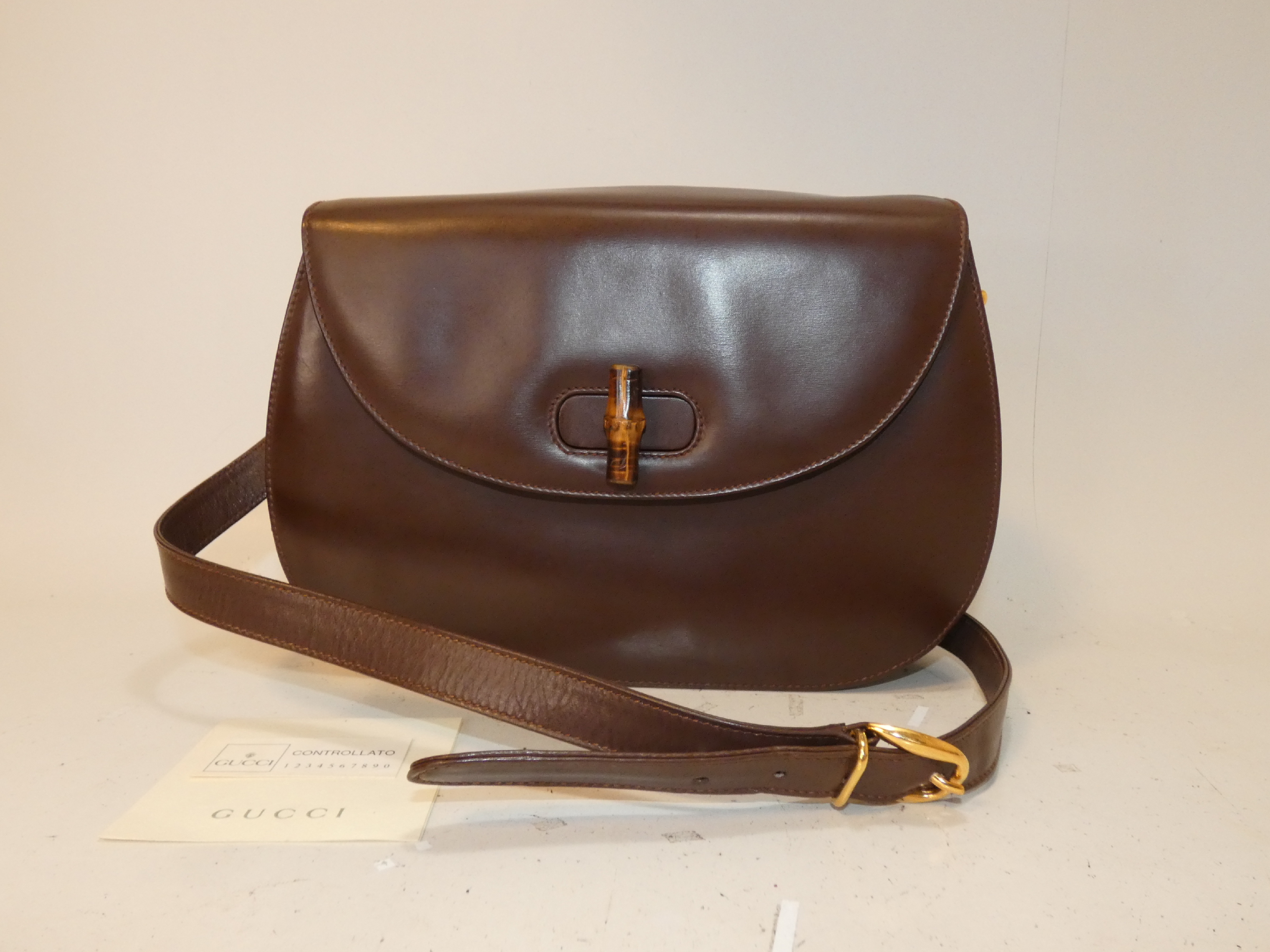 Turnlock Leather Brown Shoulder Bag